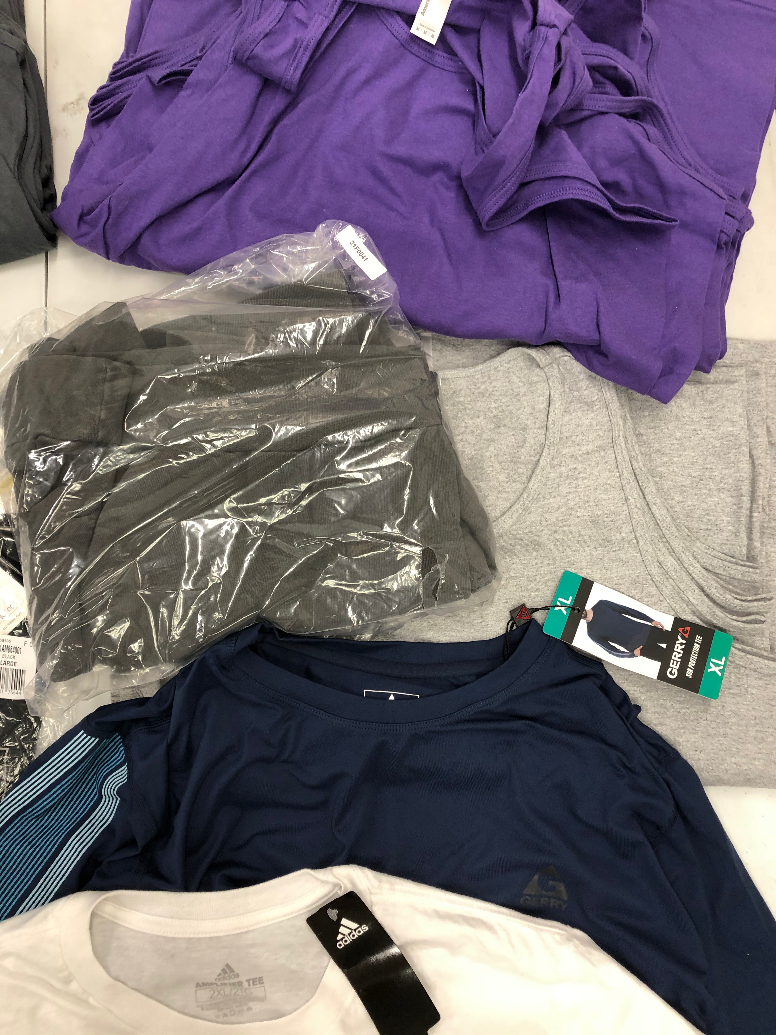Men's Clothing Tank Tops, Shirts Wholesale Lot, ADIDAS, CALVIN KLEIN, GERRY, HURLEY, AMERICAN APPAREL, 33 items, Shelf Pulls, MSRP $786