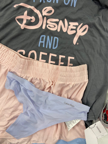 Women's Sleepwear Set Wholesale Lot, DISNEY, CALVIN KLEIN, 19 items, Shelf Pulls, MSRP $866