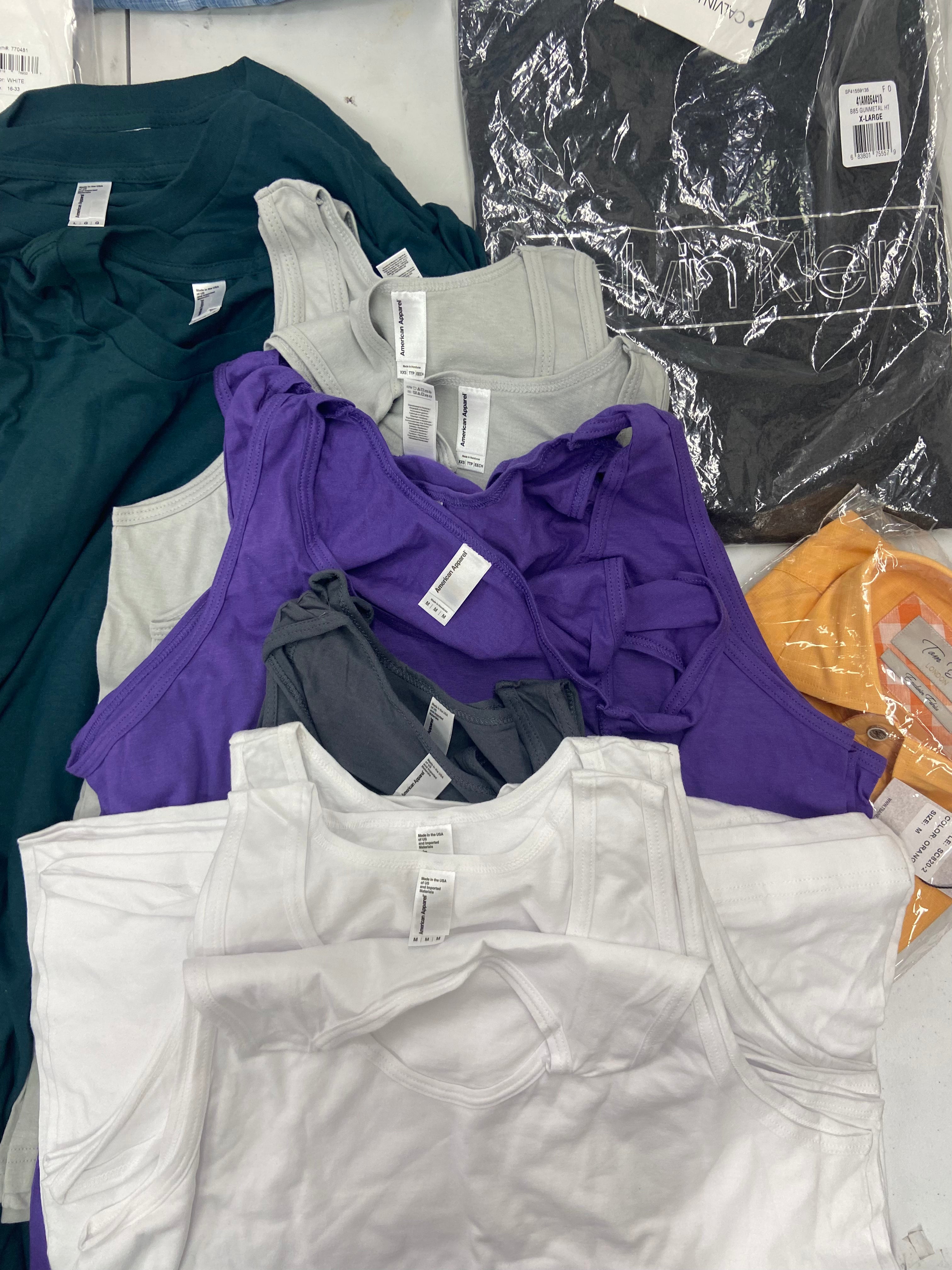 Men's Clothing Button Down Shirts, T-shirts and Other Tops, Wholesale Lot, CALVIN KLEIN, WEATHERPROOF, JACHS, Van Heusen, Suslo Couture and more, 29 items, Shelf Pulls, MSRP $693