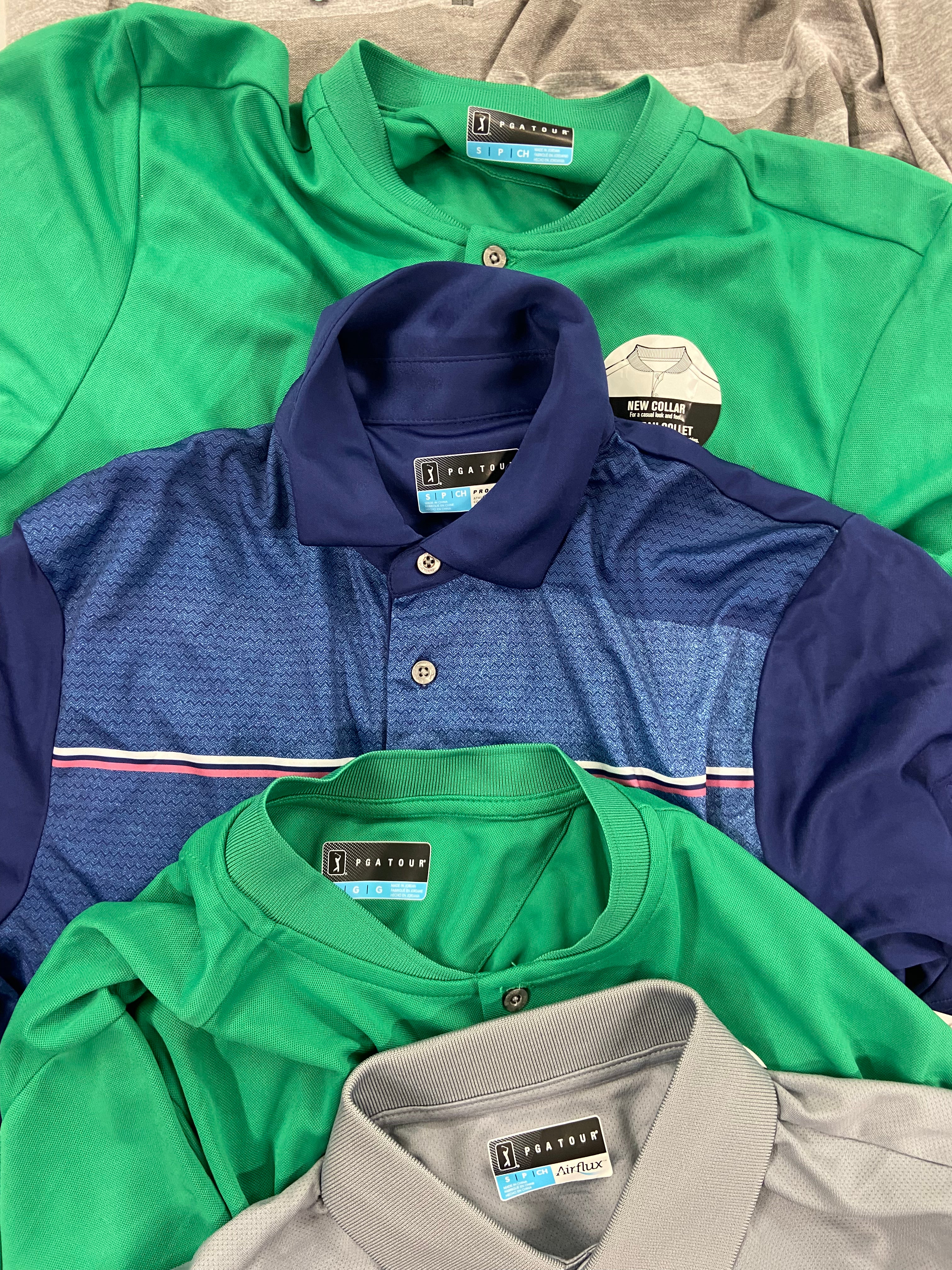 Men's Clothing Golf Shirts & Other Tops, Wholesale Lot, PGA TOUR, JACK JONES, ALTERNATIVE, CLUBROOM, and more, 15 items, Shelf Pulls, MSRP $495