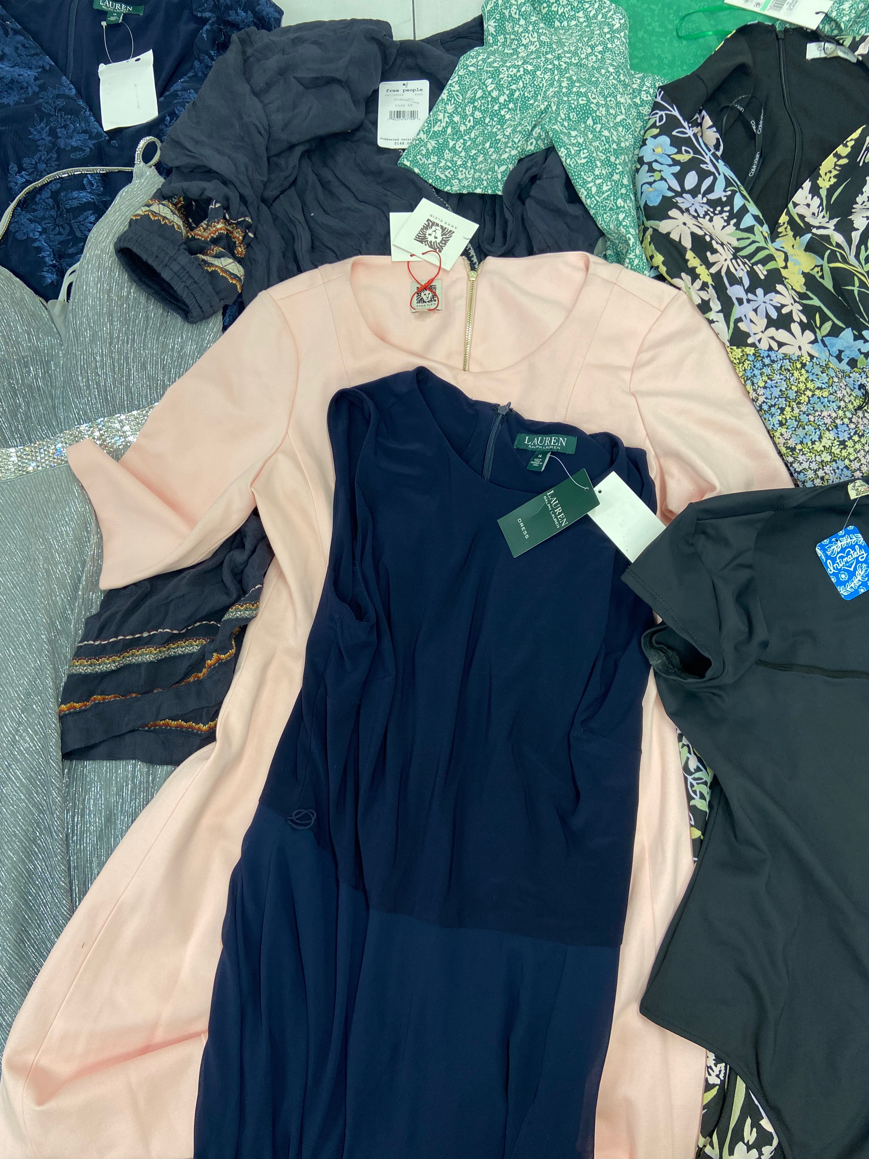 Women's Clothings Dresses and Others, Wholesale Lot, RALPH LAUREN, ANNE KLEIN, FREE PEOPLE, 1STATE, CALVIN KLEIN and more, 8 items, CUSTOMER RETURNS
