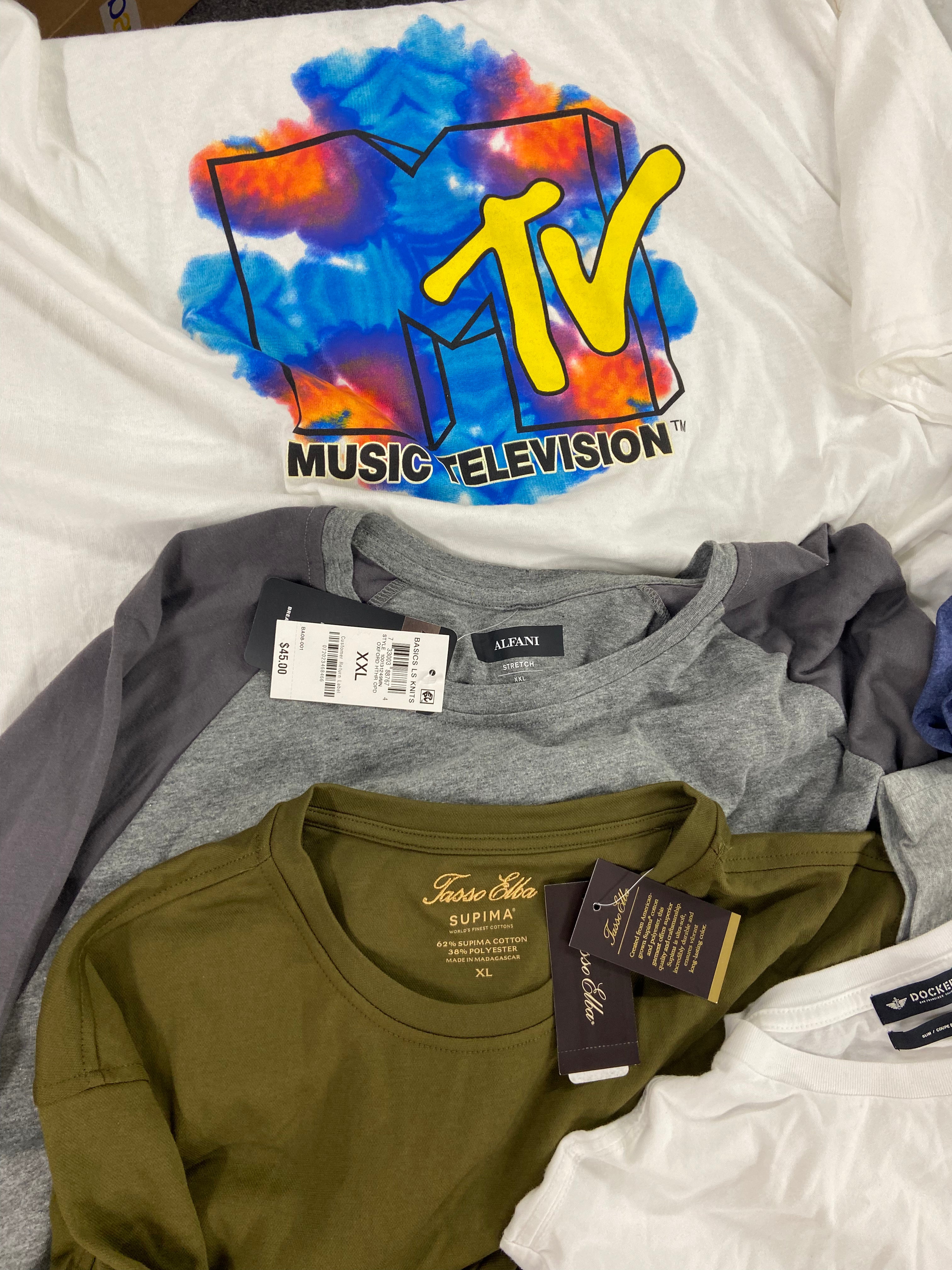 Men's Clothing T-Shirts Wholesale Lot, POLO RALPH LAUREN, ADIDAS, NAUTICA, DOCKERS, TASSO ELBA, CHAMPION and more, 23 items, Shelf Pulls, MSRP $897