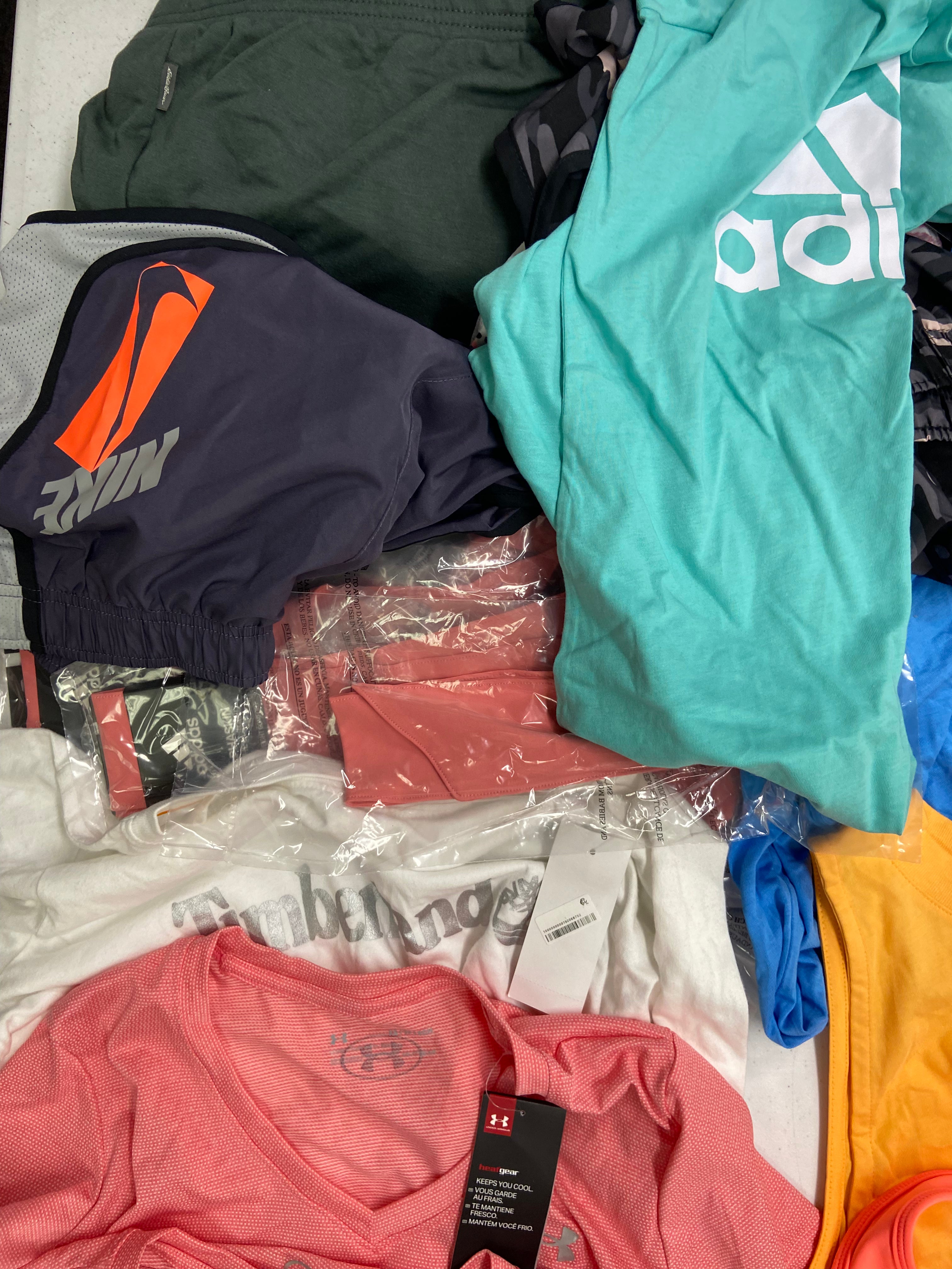 Women's Clothing Activewear Wholesale Lot, NIKE, TIMBERLAND, UNDER ARMOUR, ADIDAS, DKNY and more, 43 items, Shelf Pulls, MSRP $1,045