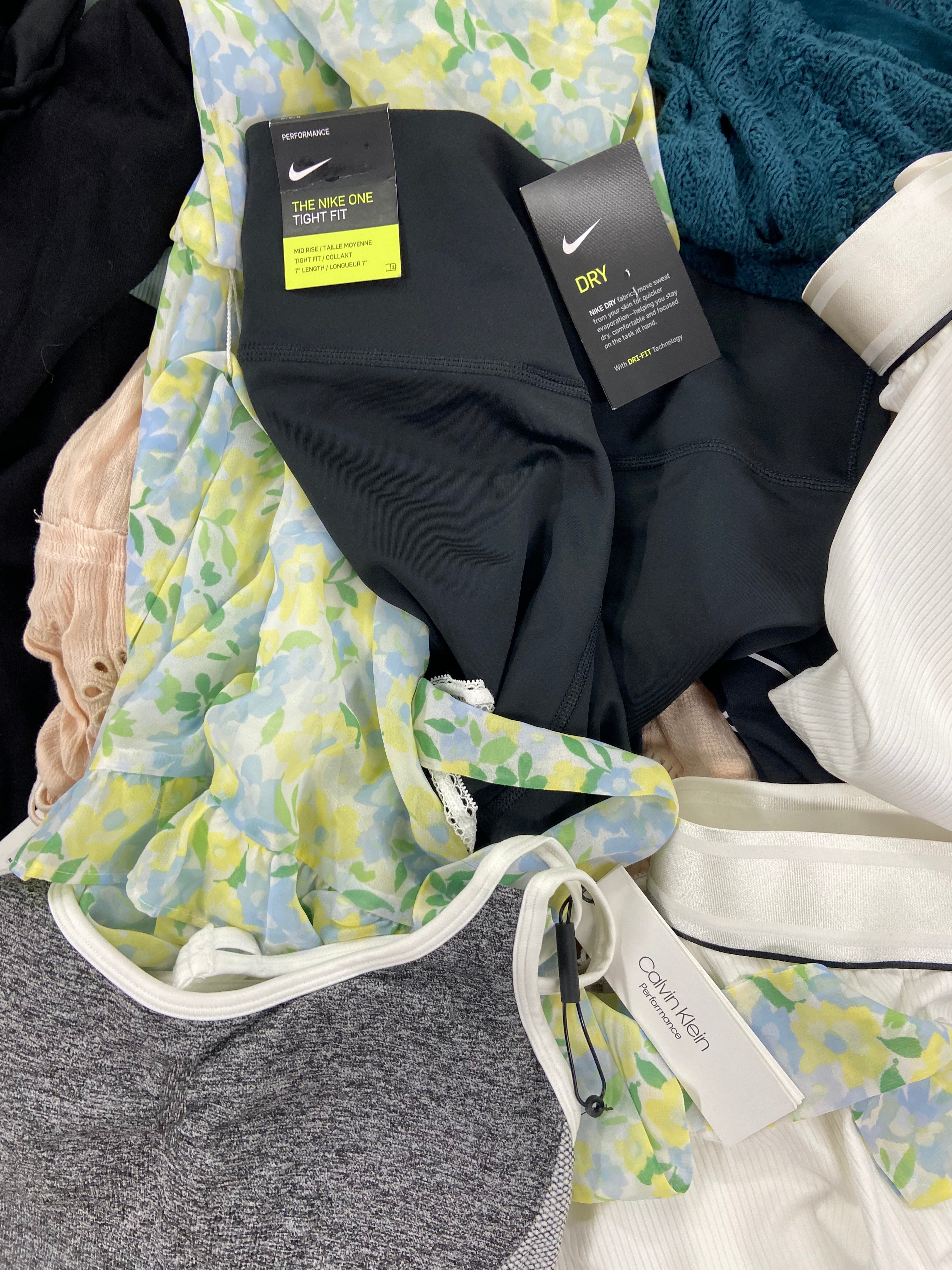 Women's Clothing Assorted Wholesale Lot, FREE PEOPLE, ADIDAS, NIKE, UNDER ARMOUR, DKNY, CALVIN KLEIN, and more, 18 items, Shelf Pulls, MSRP $1,289