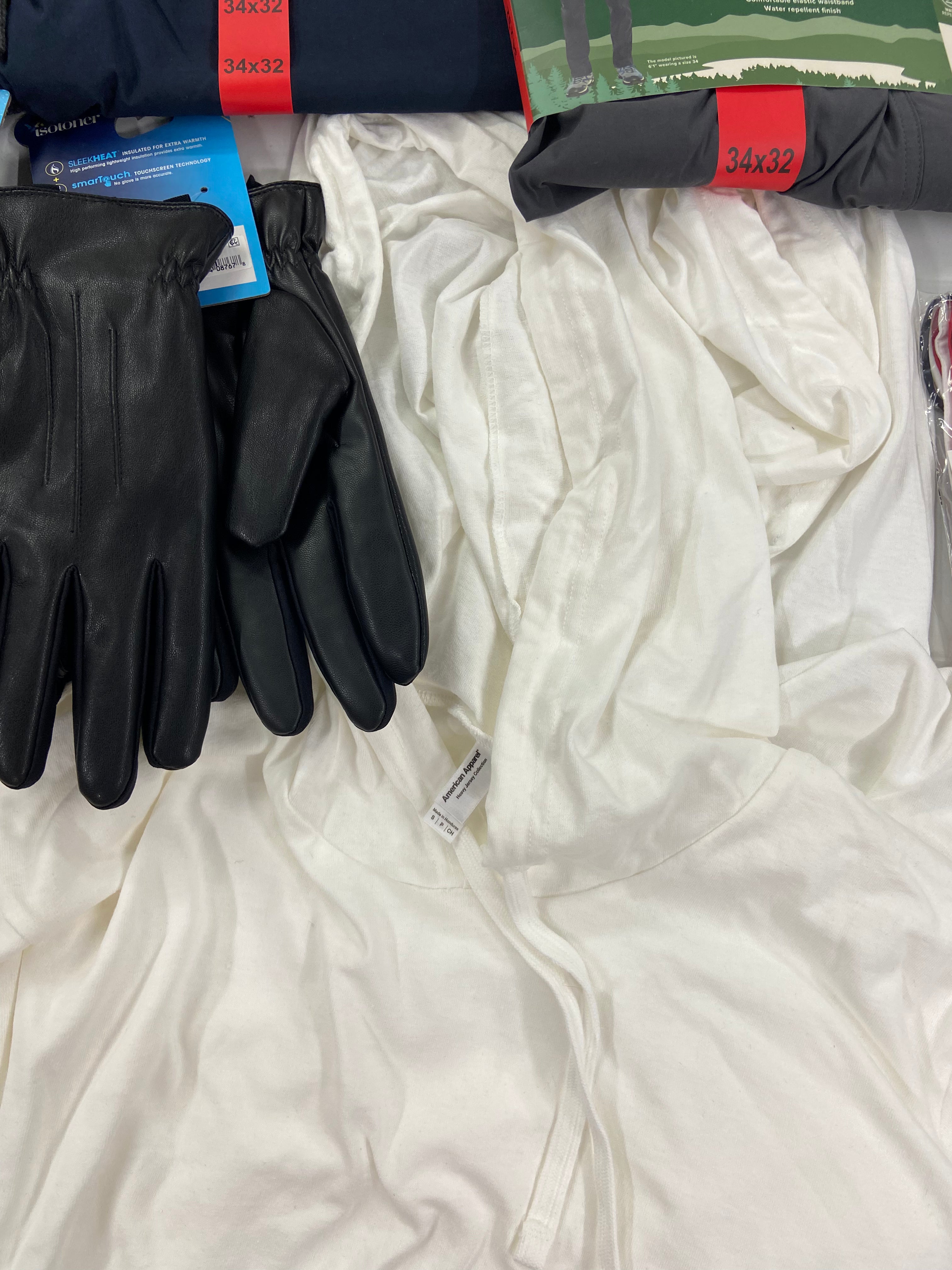 Men's Clothing Assorted Wholesale Lot, SPYDER, LEVI'S, Isotoner, ORVIS, AMERICAN APPAREL  and more, 17 items, Shelf Pulls, MSRP $1,262