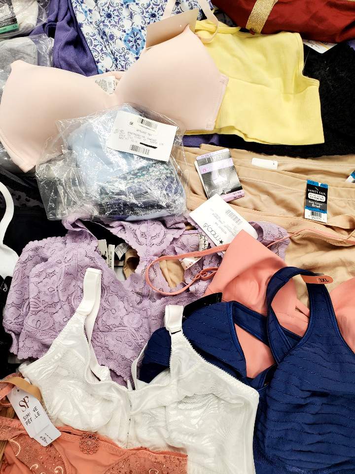 Women's Clothing Intimates Wholesale Lot, BALI, CALVIN KLEIN, DKNY, FREE PEOPLE, CHARTER CLUB, WACOAL, INC and more, 51 items, Shelf Pulls, MSRP $1,196