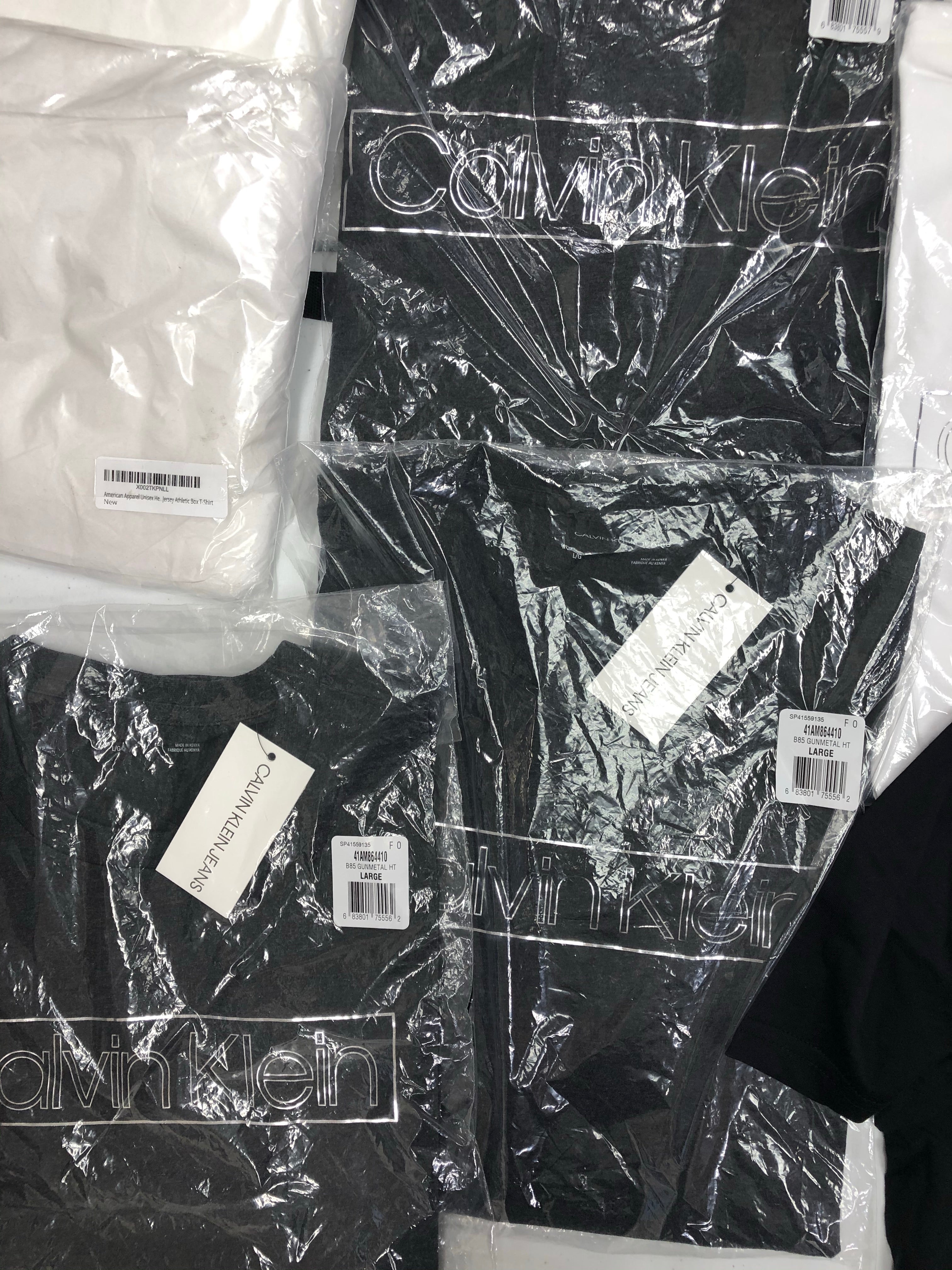 Men's Clothing Tops T-Shirt Wholesale Lot, CALVIN KLEIN, TASSO ELBA, AMERICAN APPAREL, 20 items, New, MSRP $626