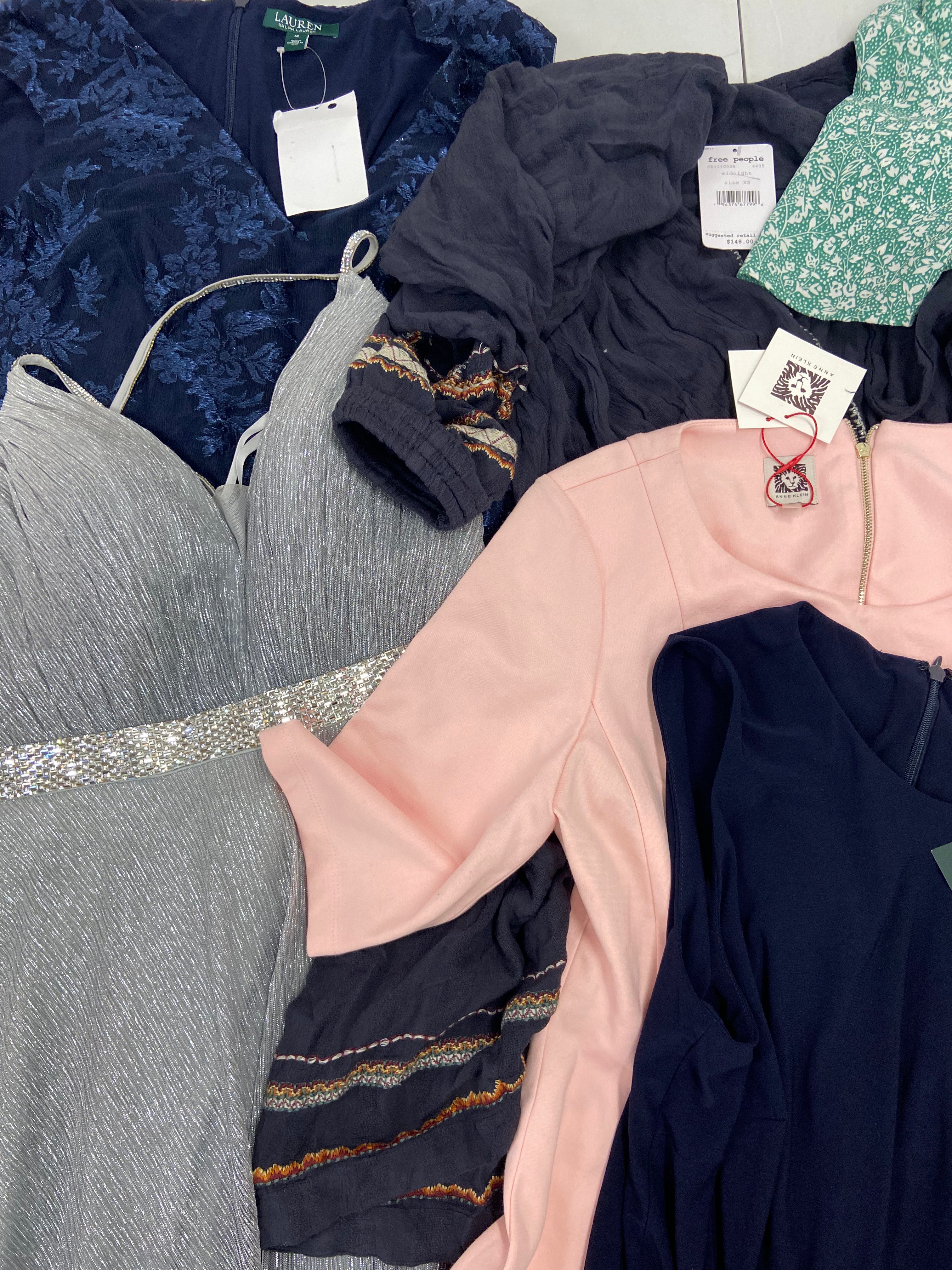 Women's Clothings Dresses and Others, Wholesale Lot, RALPH LAUREN, ANNE KLEIN, FREE PEOPLE, 1STATE, CALVIN KLEIN and more, 8 items, CUSTOMER RETURNS