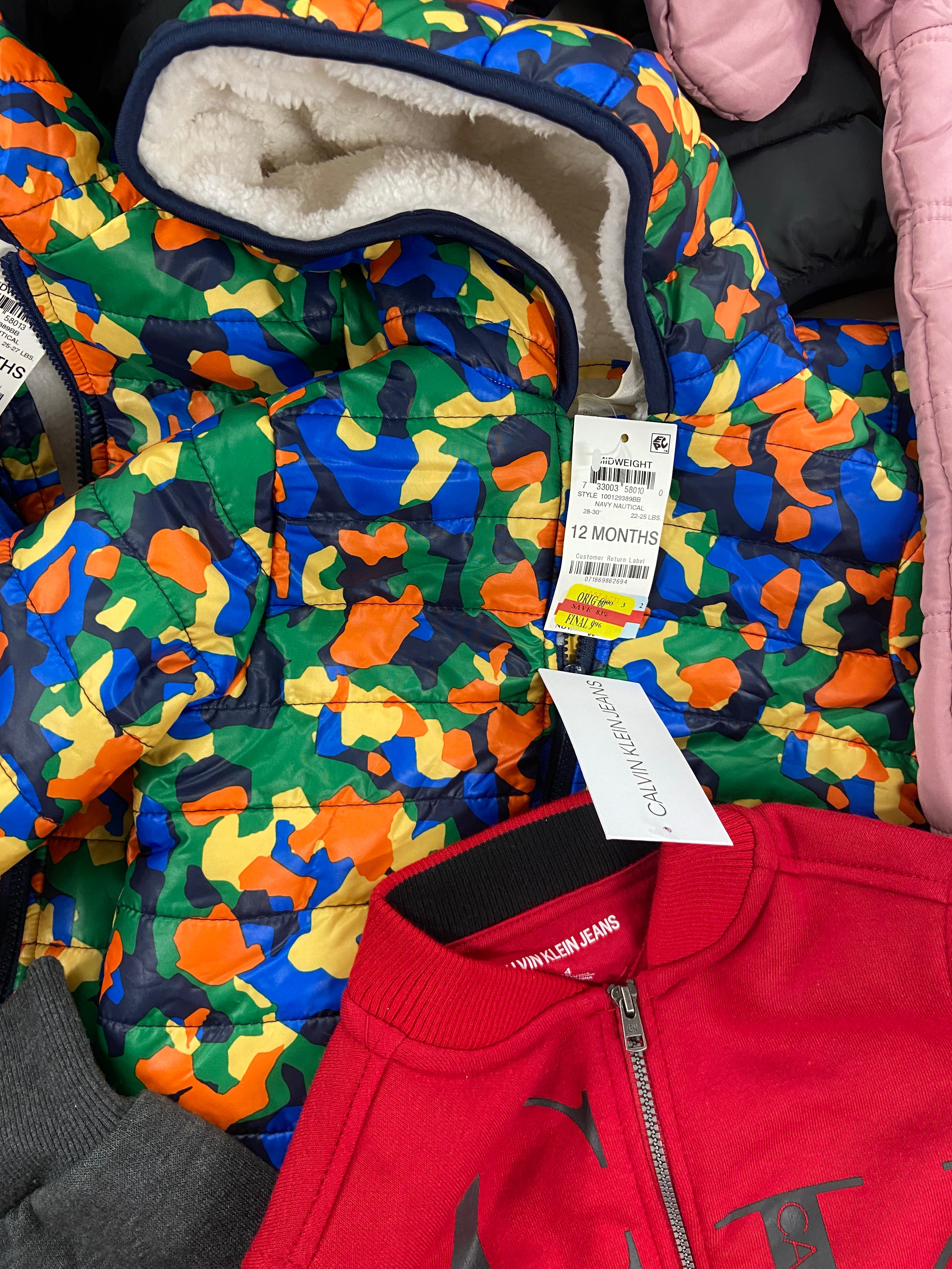Kid's Clothing Winter Jackets & Others Wholesale Lot, TIMBERLAND, CALVIN KLEIN, EPIC THREADS, FIRST IMPRESSIONS, 11 items, Shelf Pulls, MSRP $576