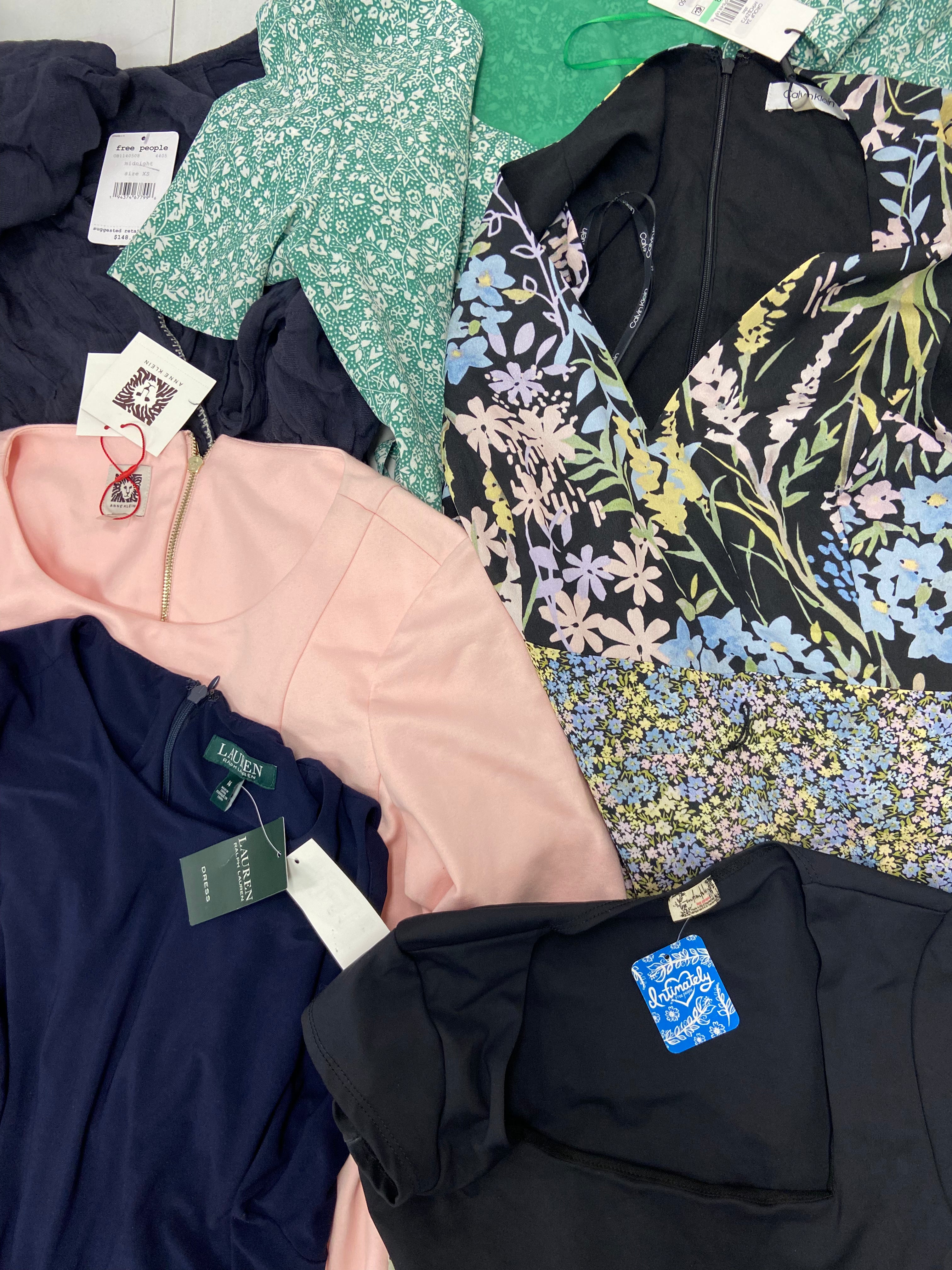 Women's Clothings Dresses and Others, Wholesale Lot, RALPH LAUREN, ANNE KLEIN, FREE PEOPLE, 1STATE, CALVIN KLEIN and more, 8 items, CUSTOMER RETURNS