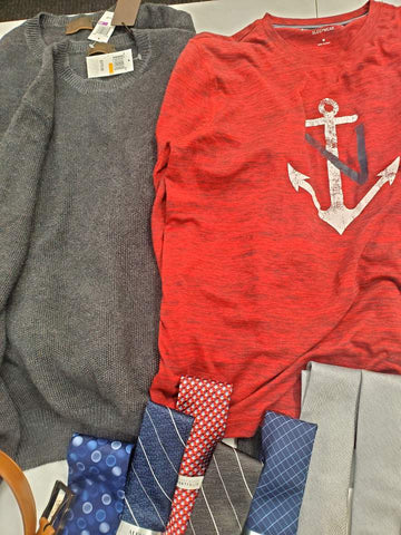 Men's Clothing ASSORTED Wholesale Lot, TOMMY HILFIGER, UNDER ARMOUR, COLE HAAN, NAUTICA, PERRY ELLIS, ALFANI and more, 27 Items, Shelf Pulls, MSRP $1,644