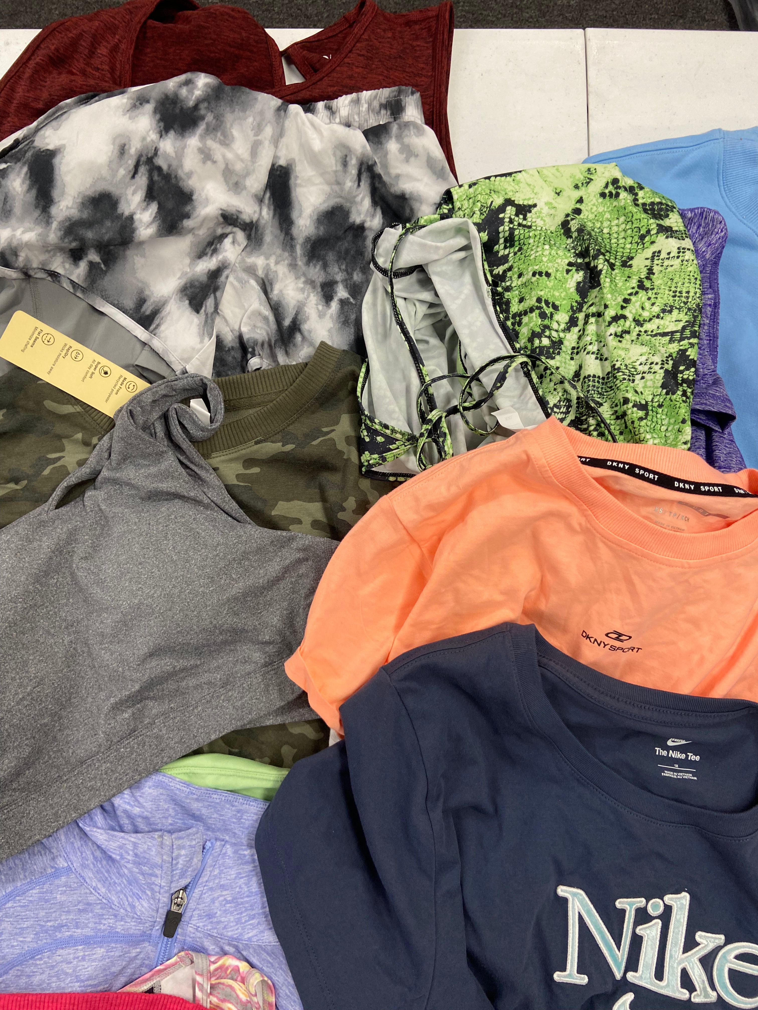 Women's Clothing Activewear & Others Wholesale Lot, ADIDAS, ALFANI, AMERICAN APPAREL, DKNY, CALVIN KLEIN  and more, 32 items, Shelf Pulls, MSRP $904