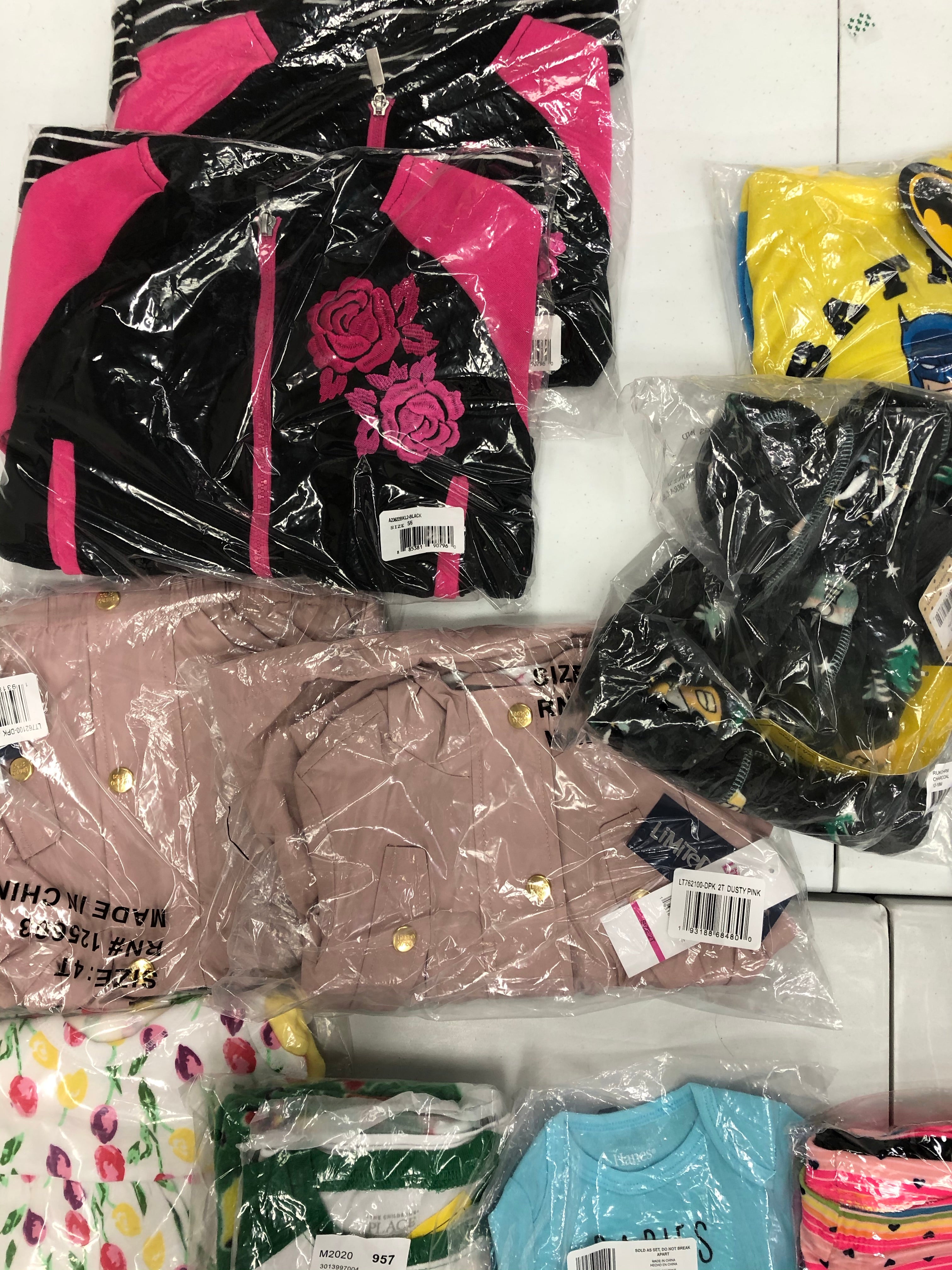 Kid's Clothing Assorted Wholesale Lot, ABSORBA, AMERICAN APPAREL, DESPICABLE ME, HANES, LIMITED TOO, THE CHILDREN'S PLACE and more,  21 items, New, MSRP $384