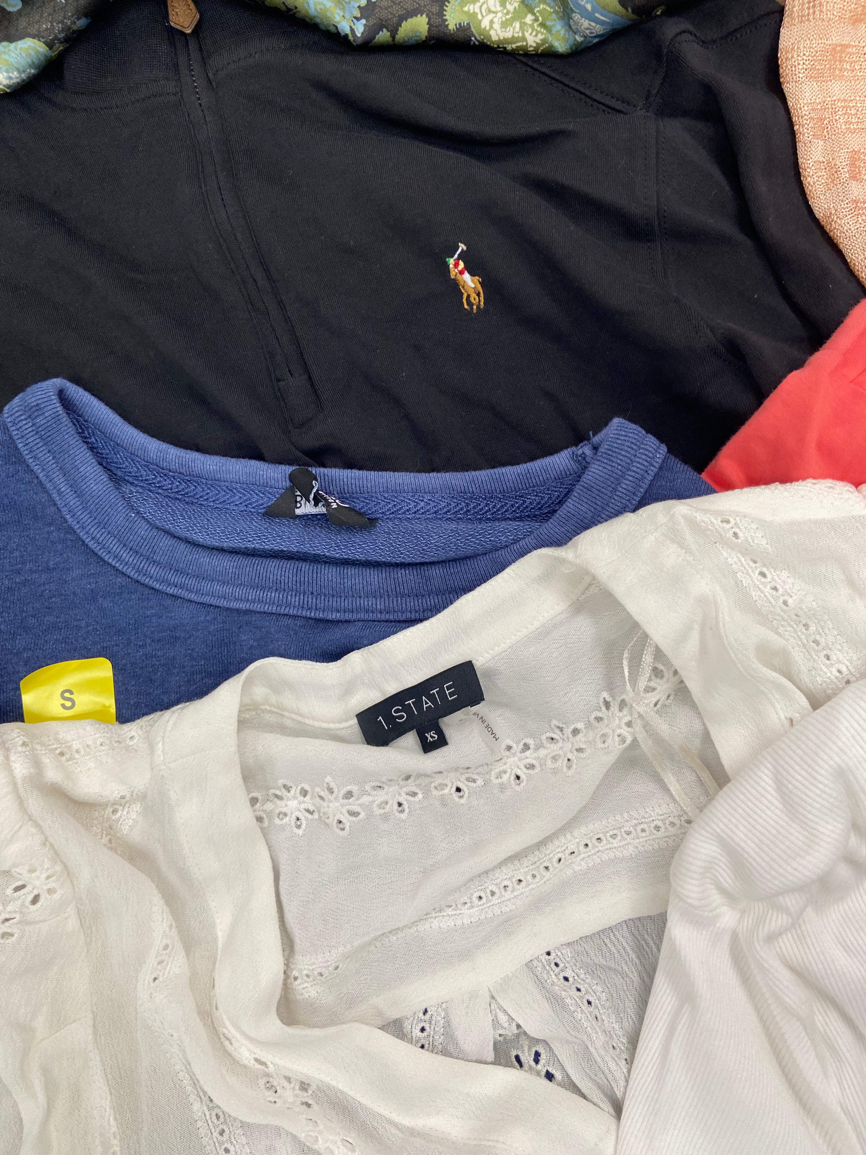 Women's Clothings Tops, Wholesale Lot, POLO RALPH LAUREN, FREE PEOPLE, SPLENDID, CALVIN KLEIN, 1 STATE, FELINA, HILARY RADLEY and more, 18 items, CUSTOMER RETURNS