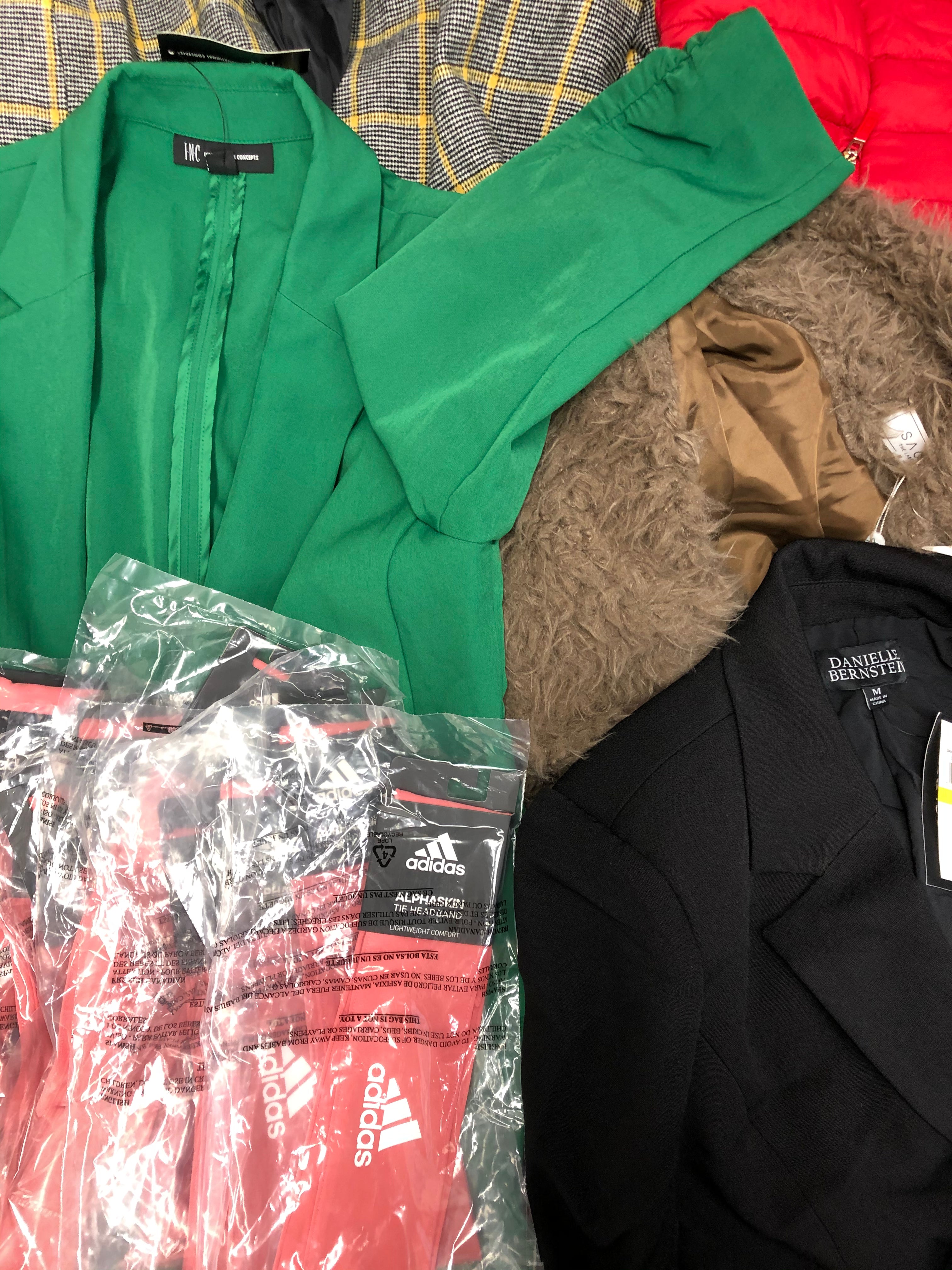 Women's Clothing Jackets and others Wholesale Lot, ADIDAS, TOMMY HILFIGER, KASPER, BELLDINI and more, 18 items, Shelf Pulls, MSRP $836