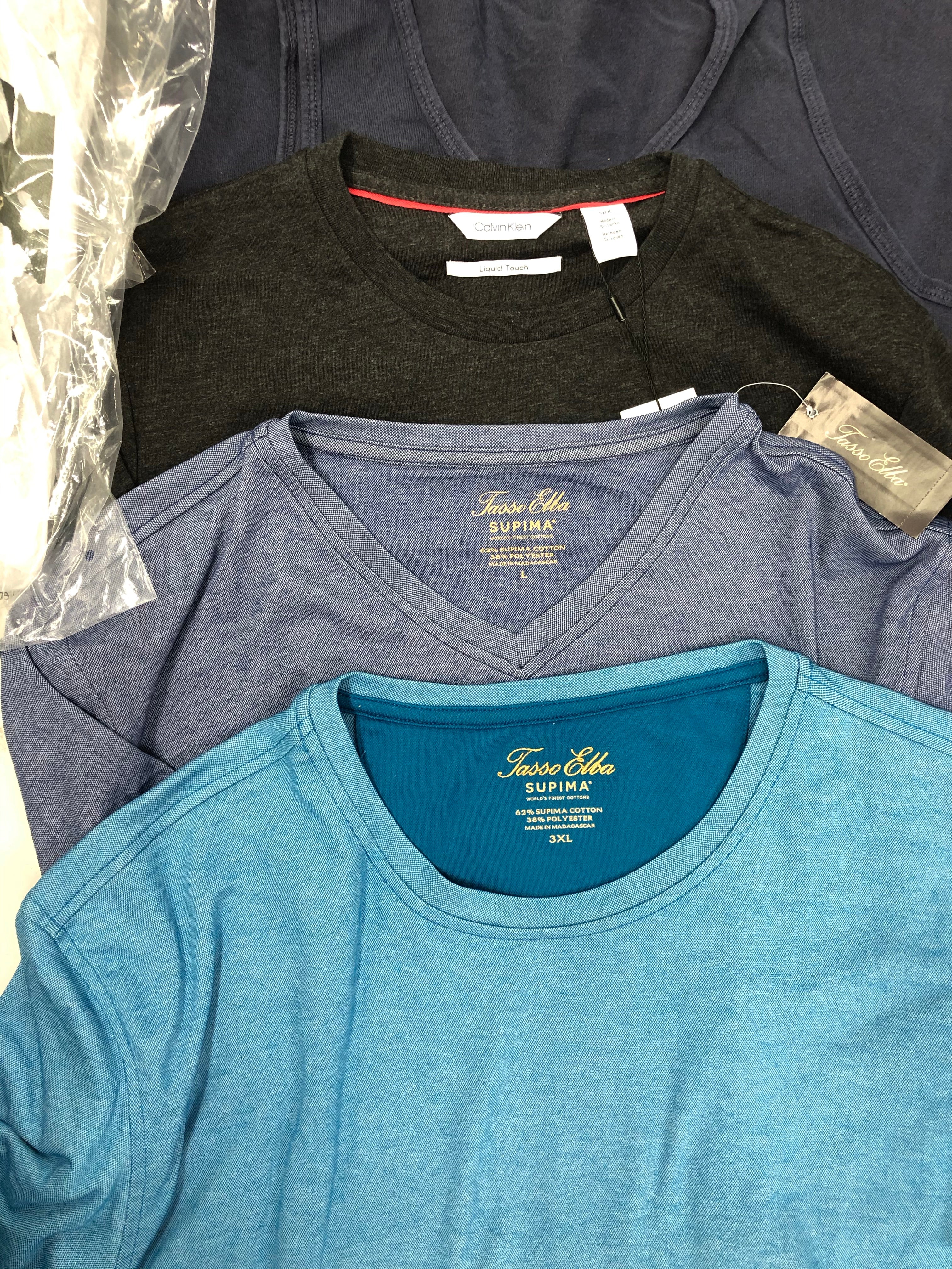 Men's Clothing Tops + Jacket Wholesale Lot, MARC NEW YORK, CALVIN KLEIN, TASSO ELBA, AMERICAN APPAREL, 39 items, Shelf Pulls, MSRP $1,103