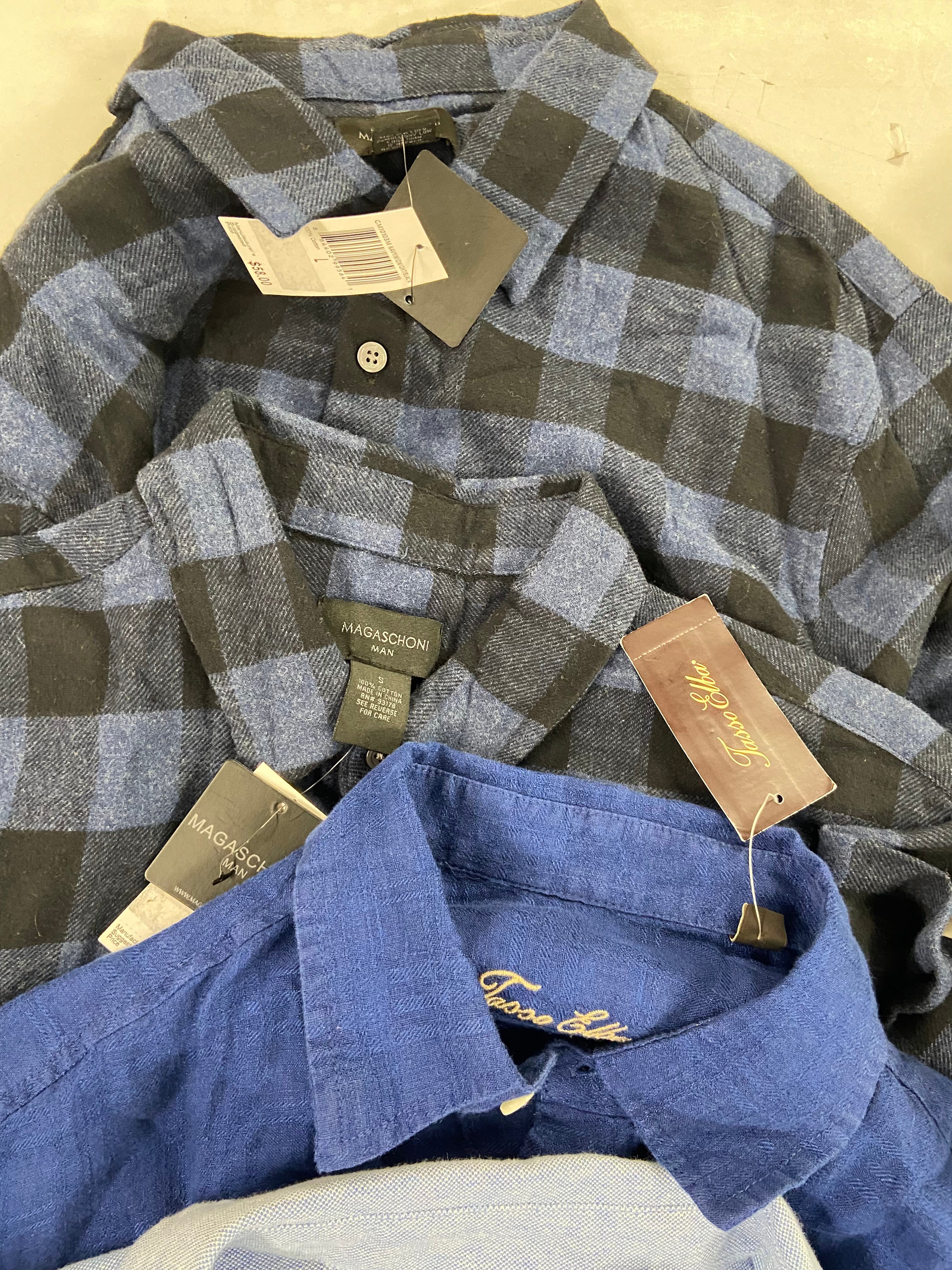 Men's Clothing Button Down Shirts Wholesale Lot, CALVIN KLEIN, DOCKERS, MAGASCHON, TASSO ELBA, CLUB ROOM, 16 items, Shelf Pulls, MSRP $1,027