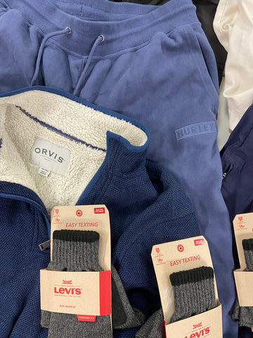 Men's Clothing Assorted Wholesale Lot, HURLEY, LEVI'S, EDDIE BAUER, WEATHERPROOF, ORVIS and more, 10 items, Shelf Pulls, MSRP $624
