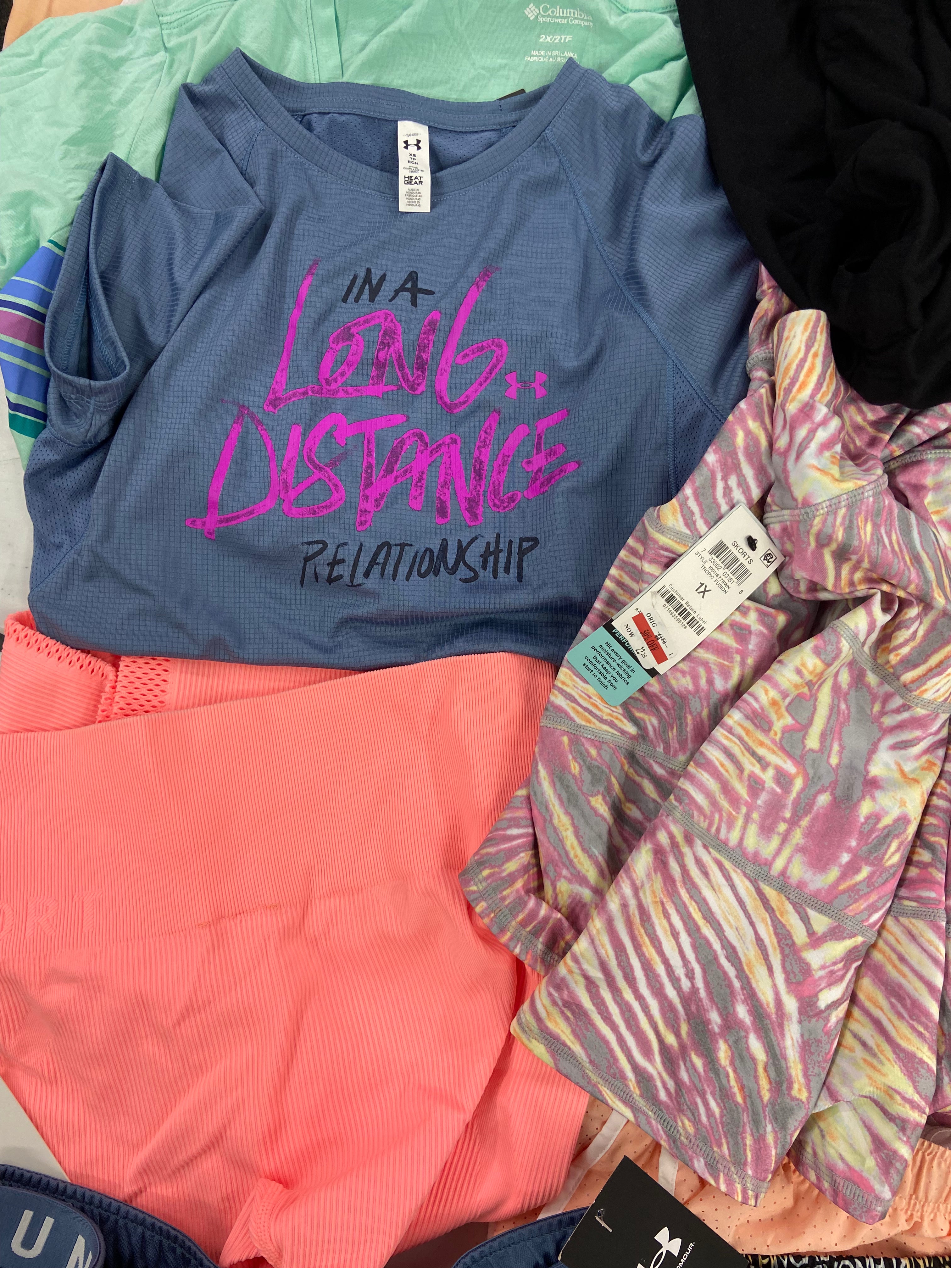 Women's Clothing Activewear Wholesale Lot, UNDER ARMOUR, ADIDAS, CALVIN KLEIN, DKNY, COLUMBIA and more, 19 items, Shelf Pulls, MSRP $652