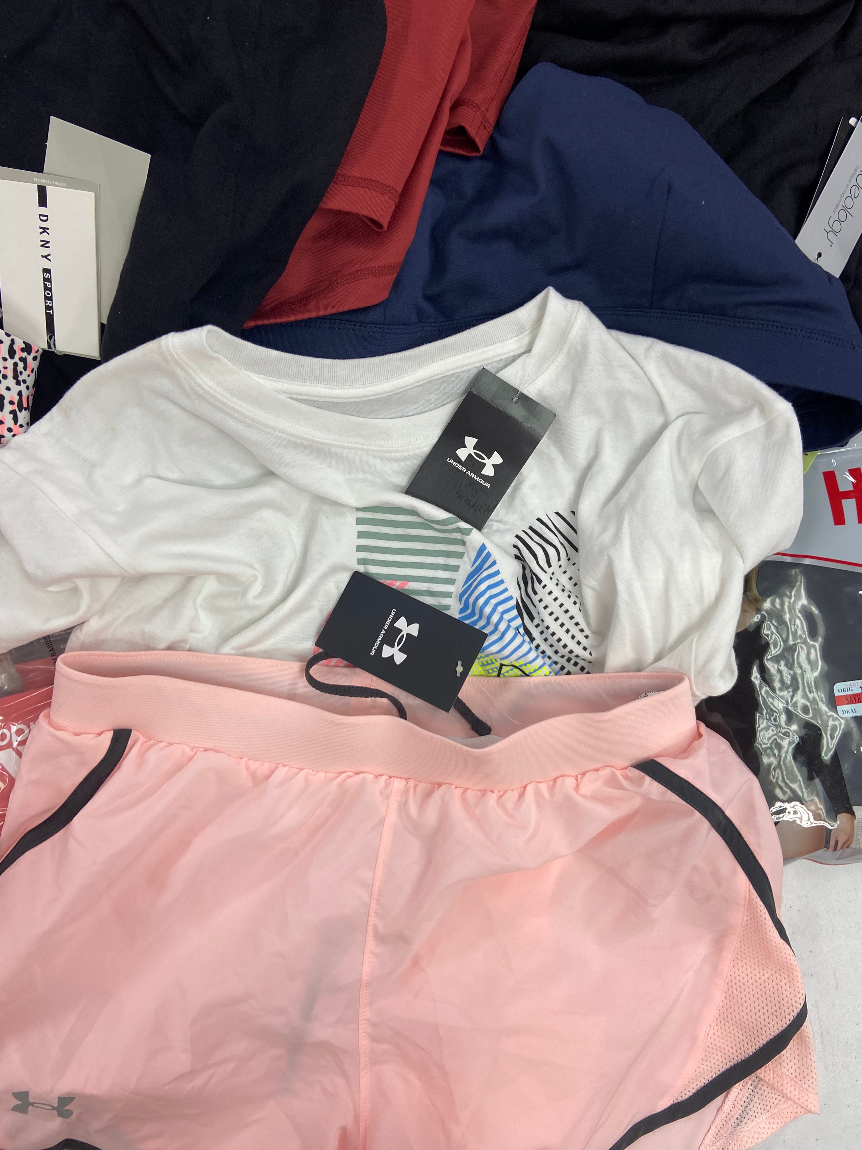 Women's Clothing Activewear Wholesale Lot, UNDER ARMOUR, ADIDAS, DKNY, CALVIN KLEIN and more, 38 items, Shelf Pulls, MSRP $1,051
