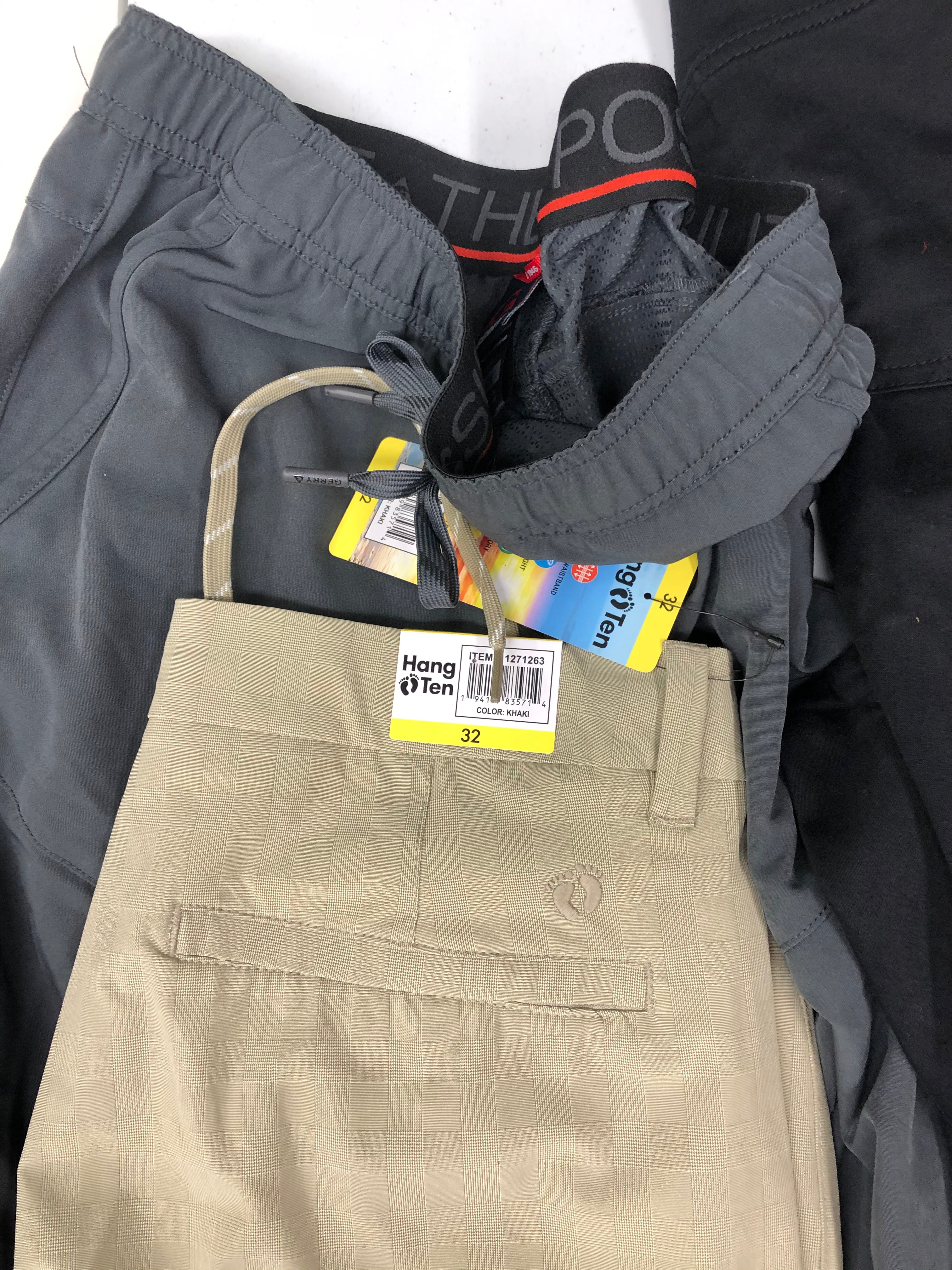 Men's Clothing Shorts and Other Bottom Wholesale Lot, IZOD, GERRY, MICROS, HANG TEN and more, 7 items, Shelf Pulls, MSRP $260
