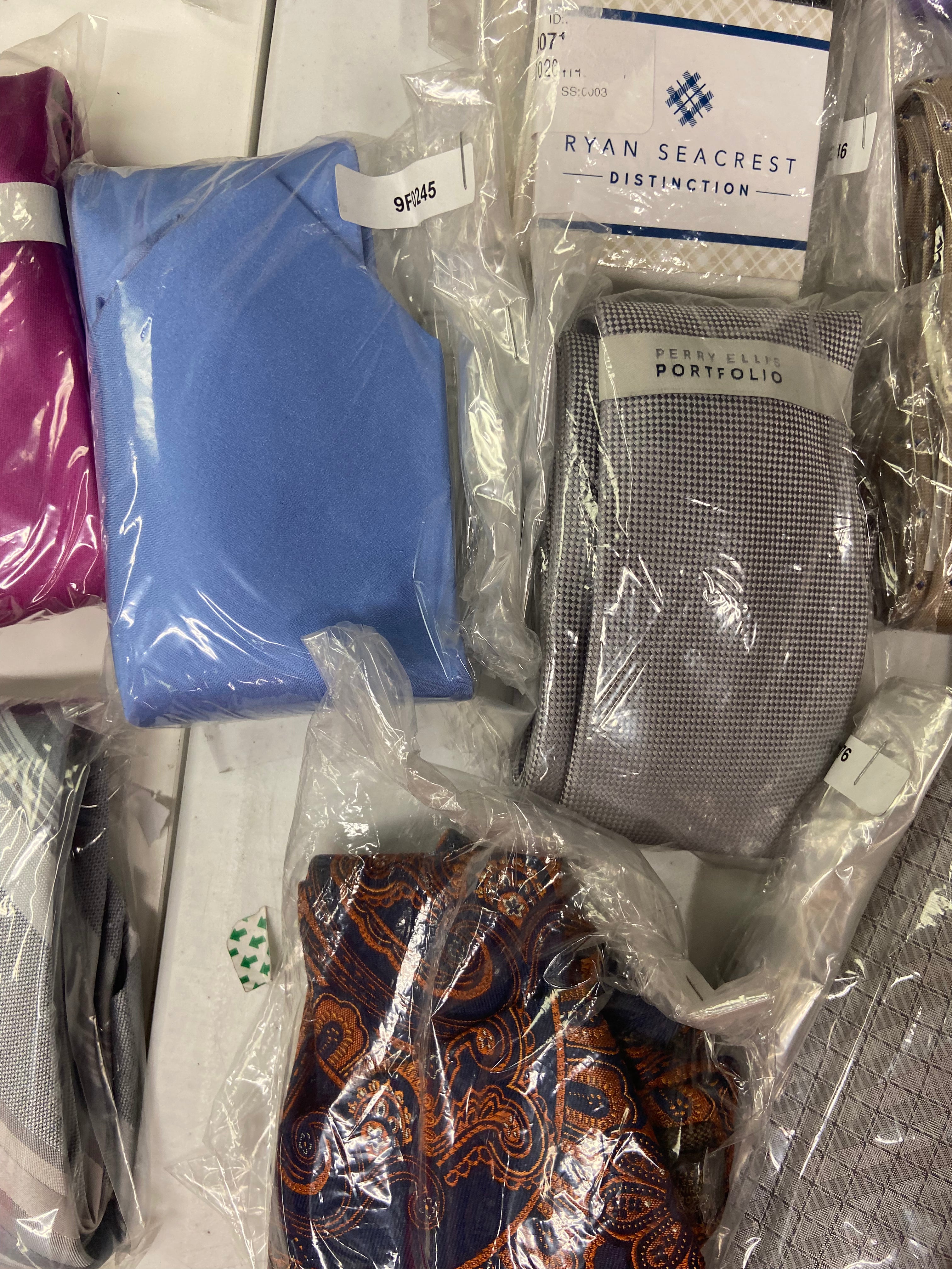 Men's Neckties Wholesale Lot, TOMMY HILFIGER, DKNY, MICHAEL KORS, KENNETH COLE, RYAN SEACREST, CALVIN KLEIN, CLUB ROOM and more, 66 items, CUSTOMER RETURNS