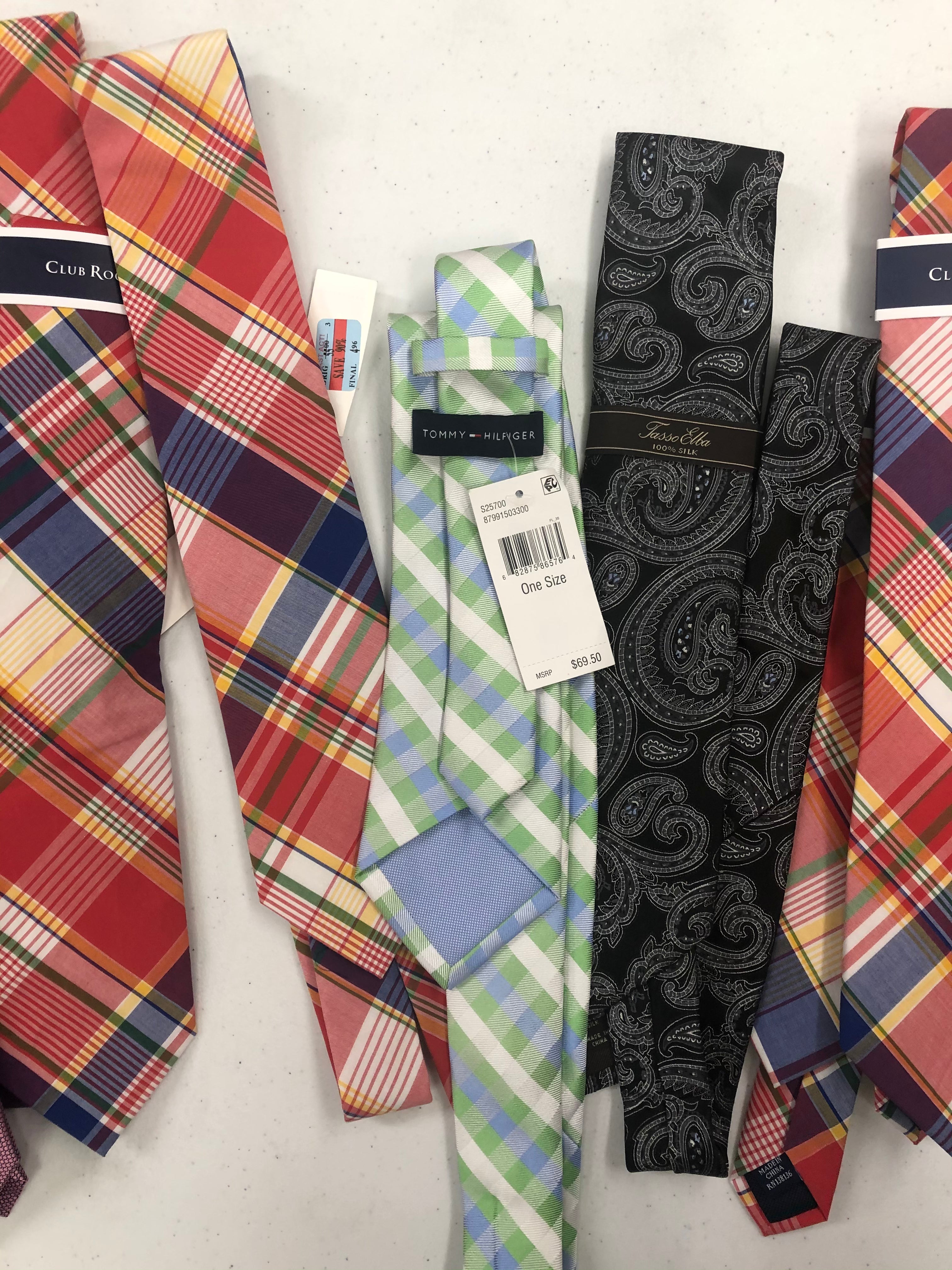 Men's Neckties & Others Wholesale Lot, TOMMY HILFIGER, CLUBROOM and more, 24 items, Shelf Pulls, MSRP $1,354