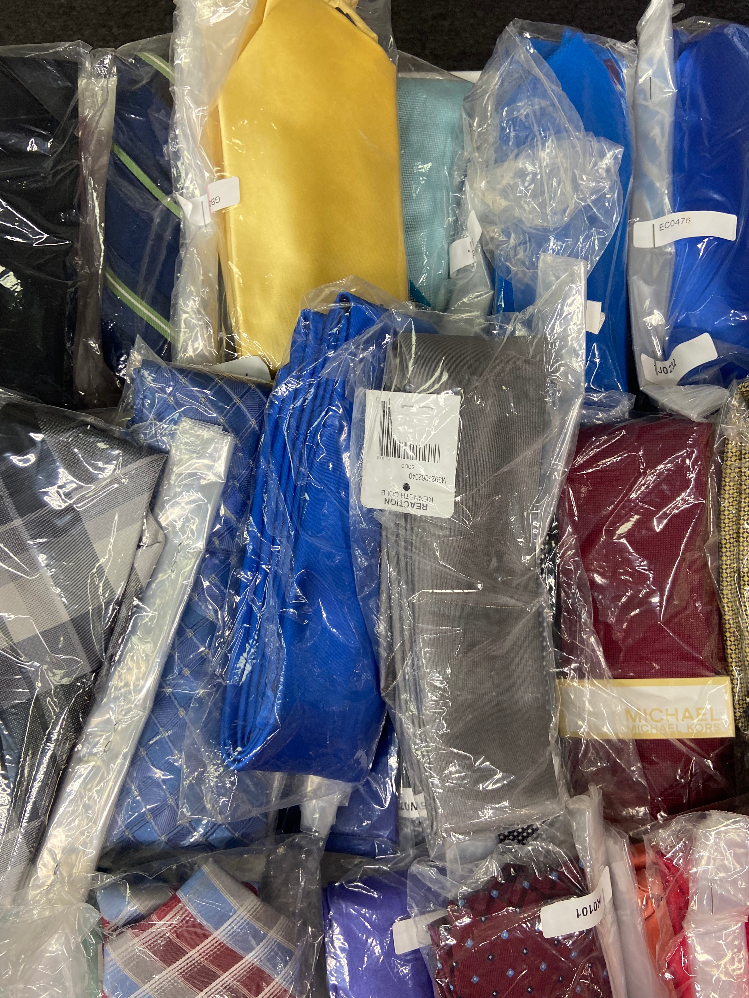 Men's Neckties Wholesale Lot, NAUTICA, TOMMY HILFIGER, MICHAEL KORS, KENNETH COLE, RYAN SEACREST, CALVIN KLEIN, and more, 108 items, CUSTOMER RETURNS