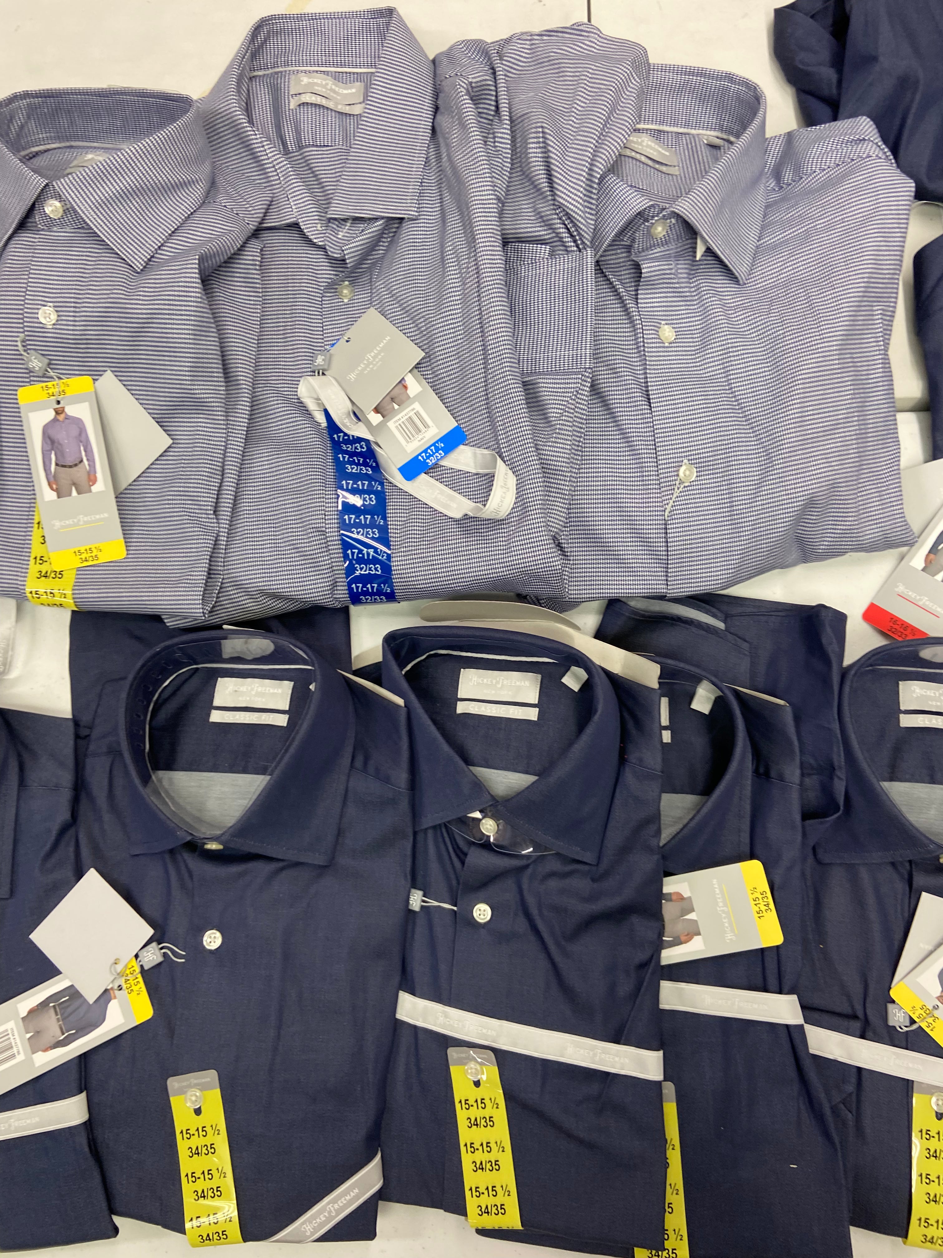 Men's Clothing Dress Shirts Wholesale Lot, HICKEY FREEMAN , 12 items, Shelf Pulls, MSRP $960