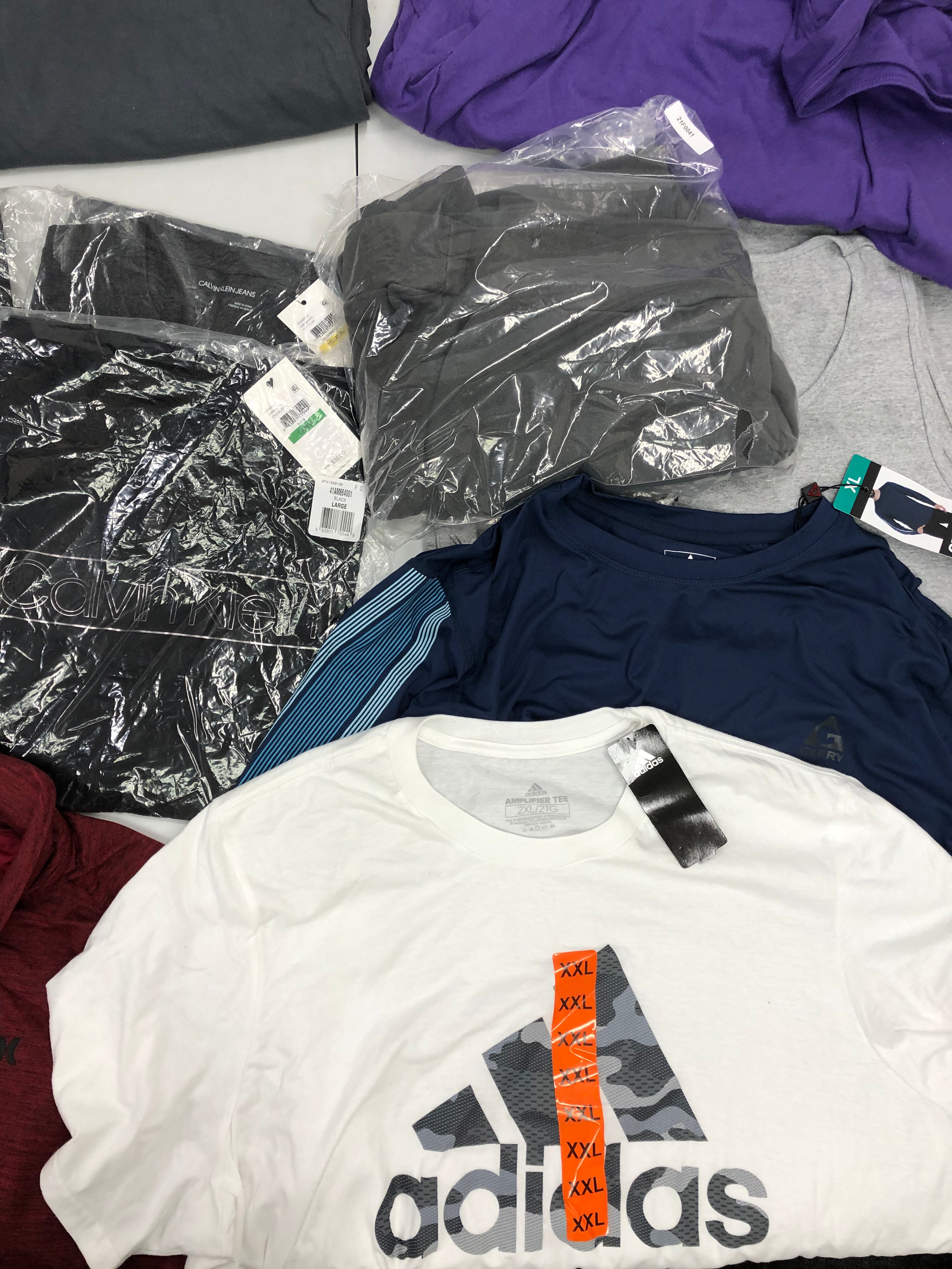 Men's Clothing Tank Tops, Shirts Wholesale Lot, ADIDAS, CALVIN KLEIN, GERRY, HURLEY, AMERICAN APPAREL, 33 items, Shelf Pulls, MSRP $786