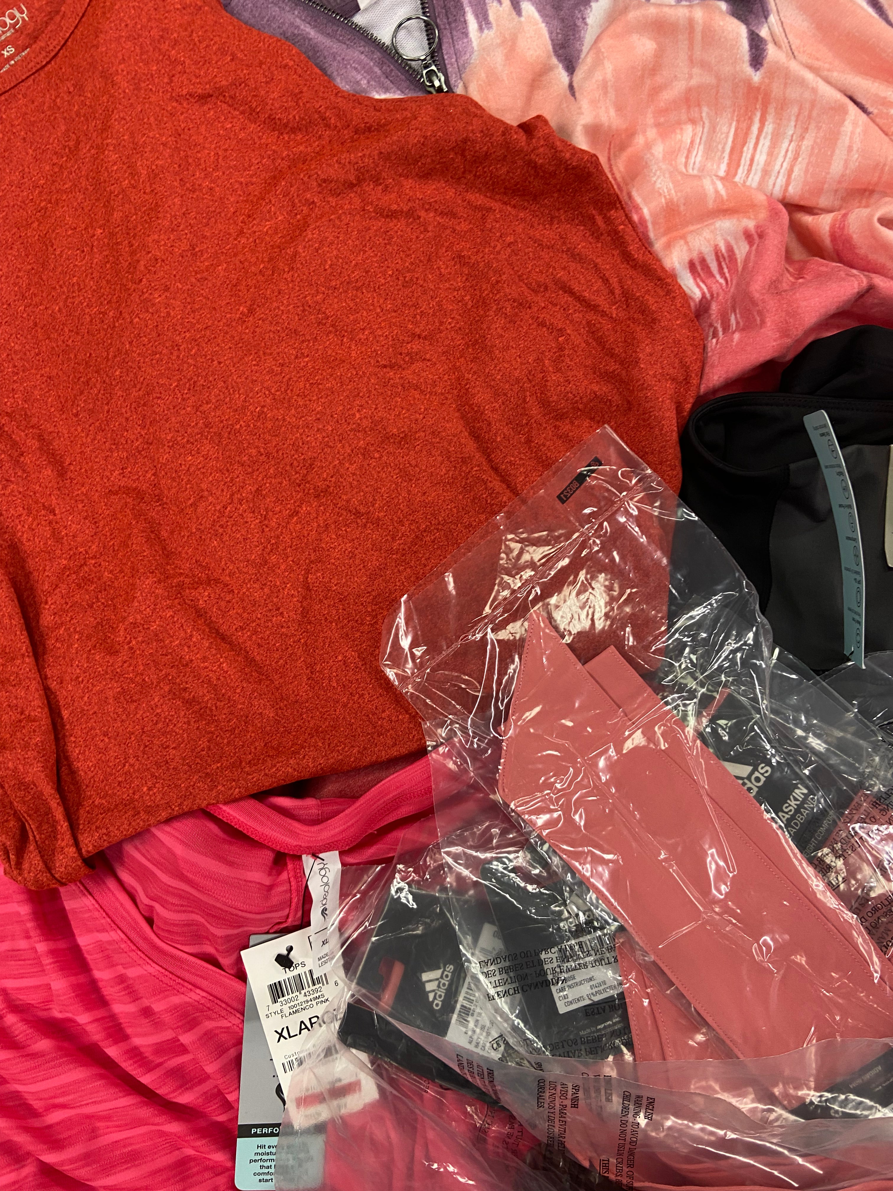 Women's Clothing Activewear Wholesale Lot, LACOSTE, ADIDAS, NIKE, THE NORTH FACE, CK PERFORMANCE, and more, 27 items, Shelf Pulls, MSRP $797