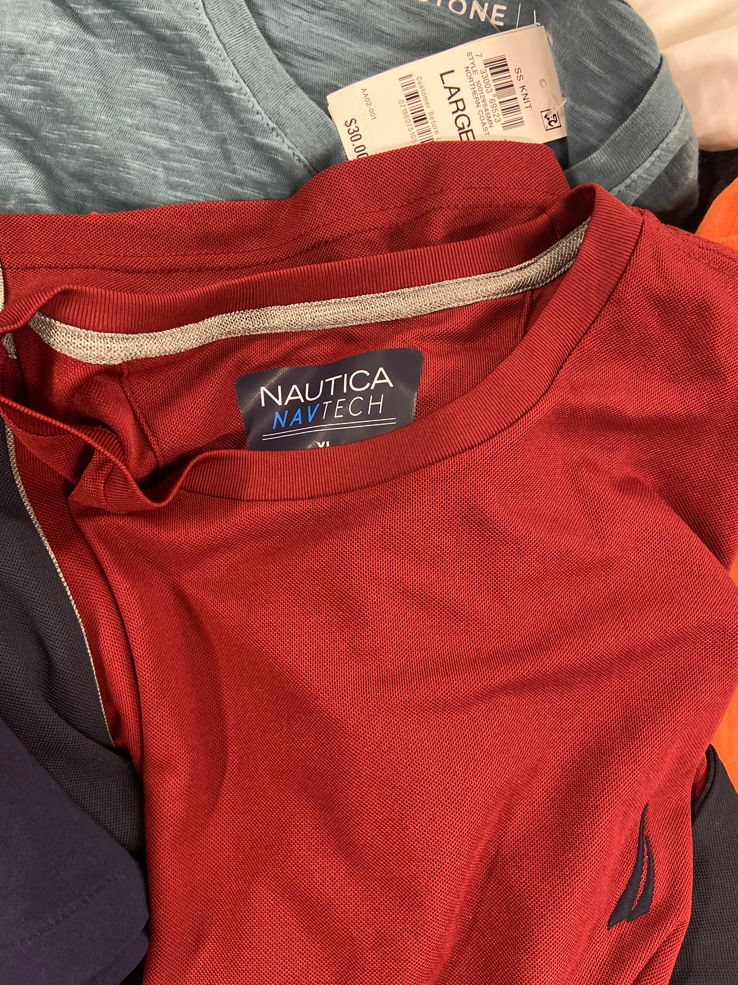 Men's Clothing T-Shirts Wholesale Lot, POLO RALPH LAUREN, ADIDAS, NAUTICA, DOCKERS, TASSO ELBA, CHAMPION and more, 23 items, Shelf Pulls, MSRP $897