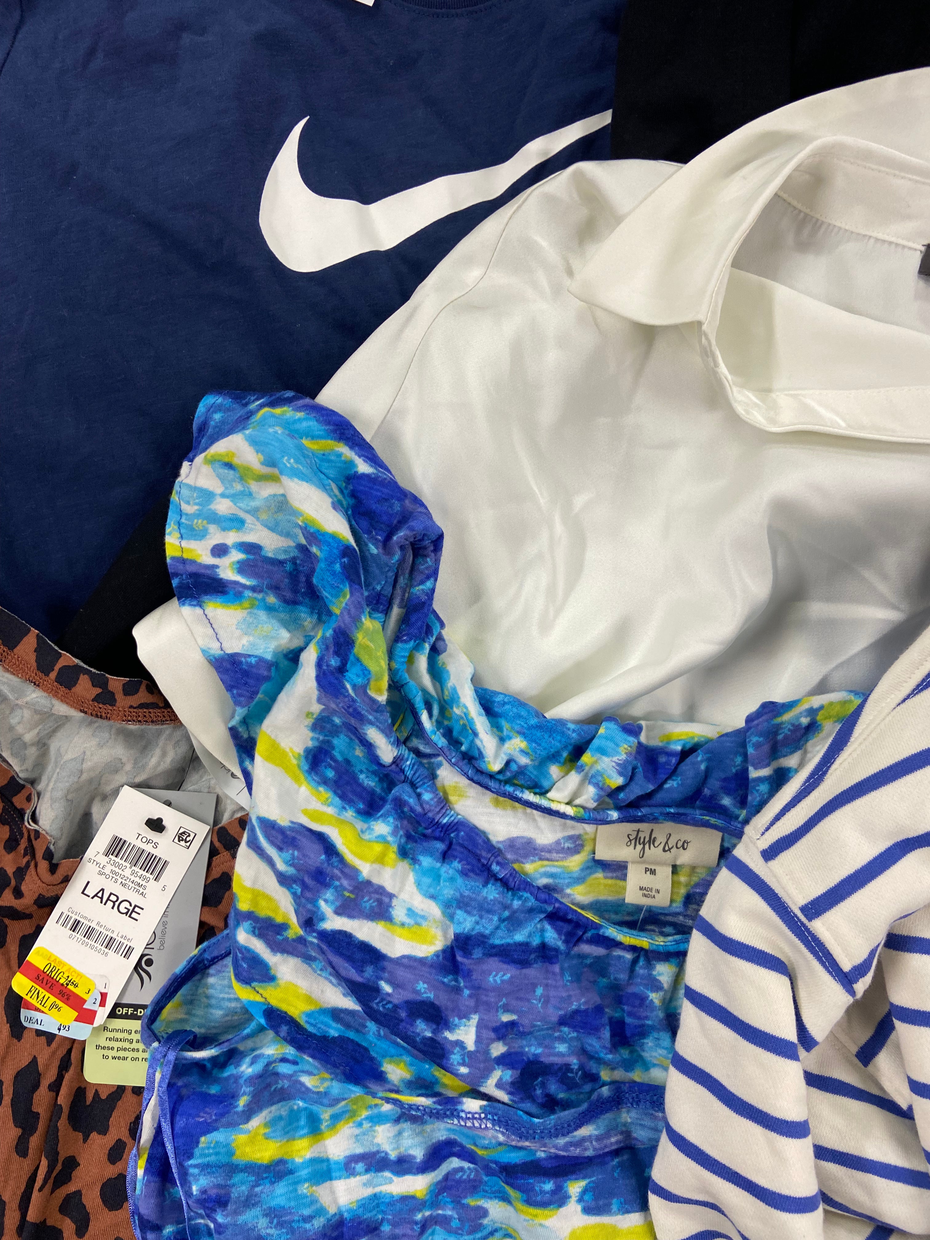 Women's Clothing Assorted Wholesale Lot, LUCKY BRAND, NIKE, POLO RALPH LAUREN, VINCE CAMUTO, 32 DEGREES, CHARTER CLUB  and more, 16 items, Shelf Pulls, MSRP $778