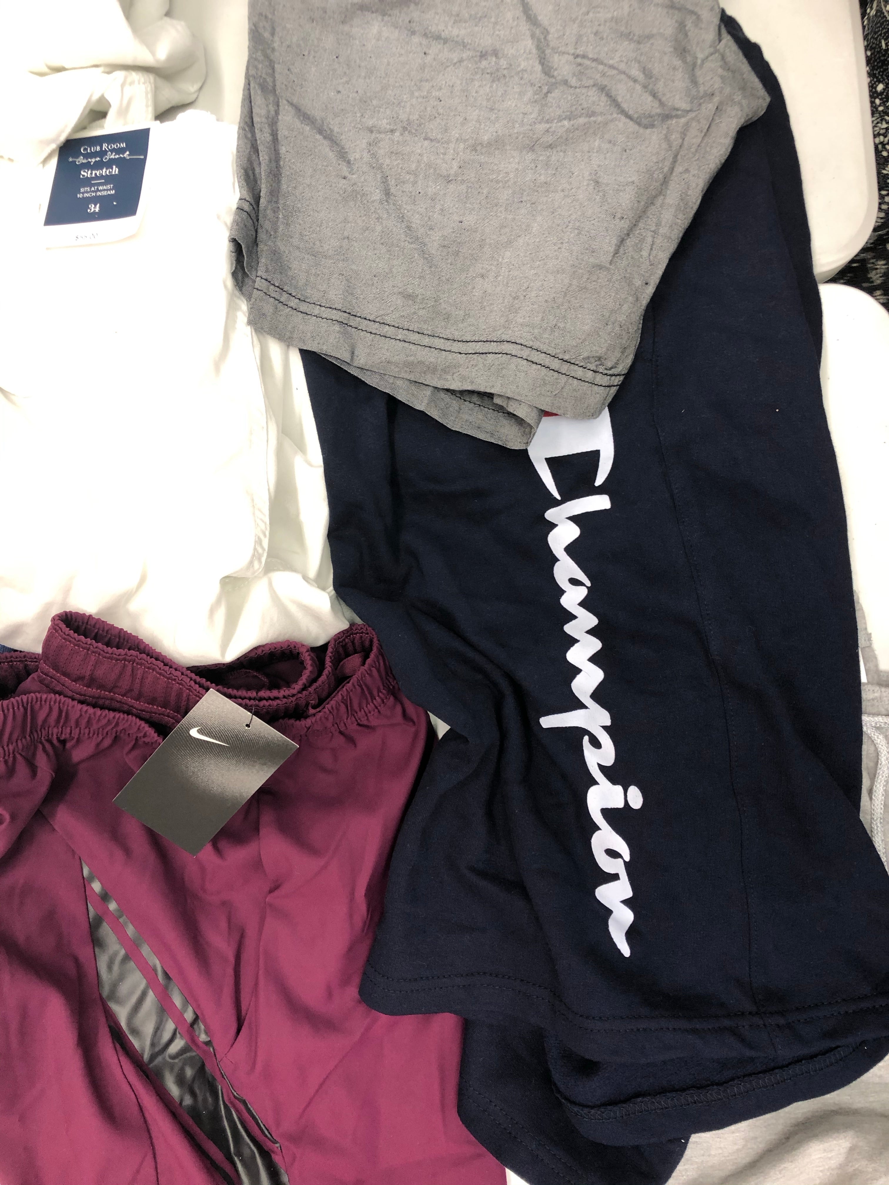 Men's Clothing Bottom Wholesale Lot, Levi's, Nike, Champion, Tommy Hilfiger, American Apparel, Club Room and more, 17 Units, Shelf Pulls, MSRP $888.46