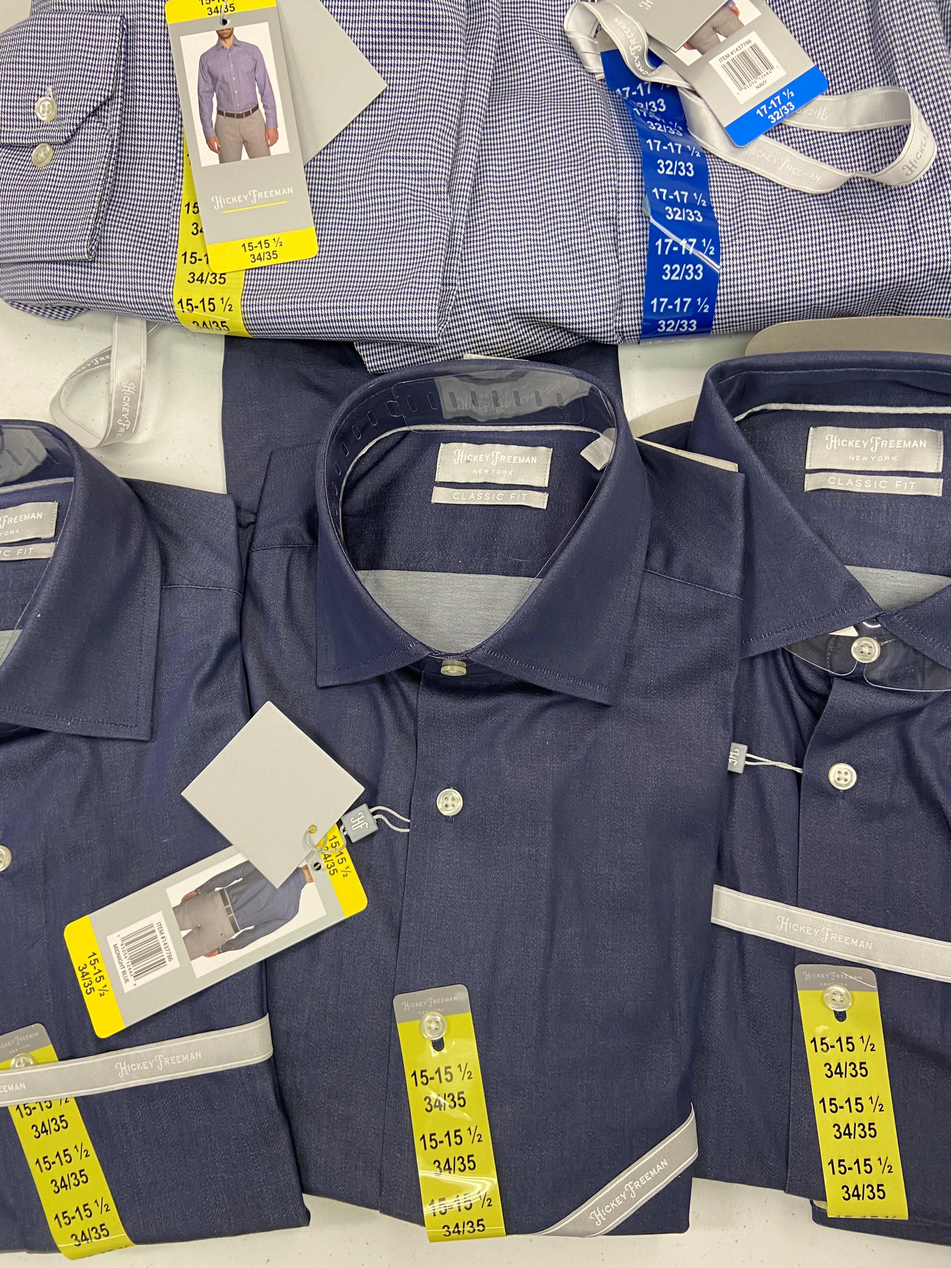 Men's Clothing Dress Shirts Wholesale Lot, HICKEY FREEMAN , 12 items, Shelf Pulls, MSRP $960