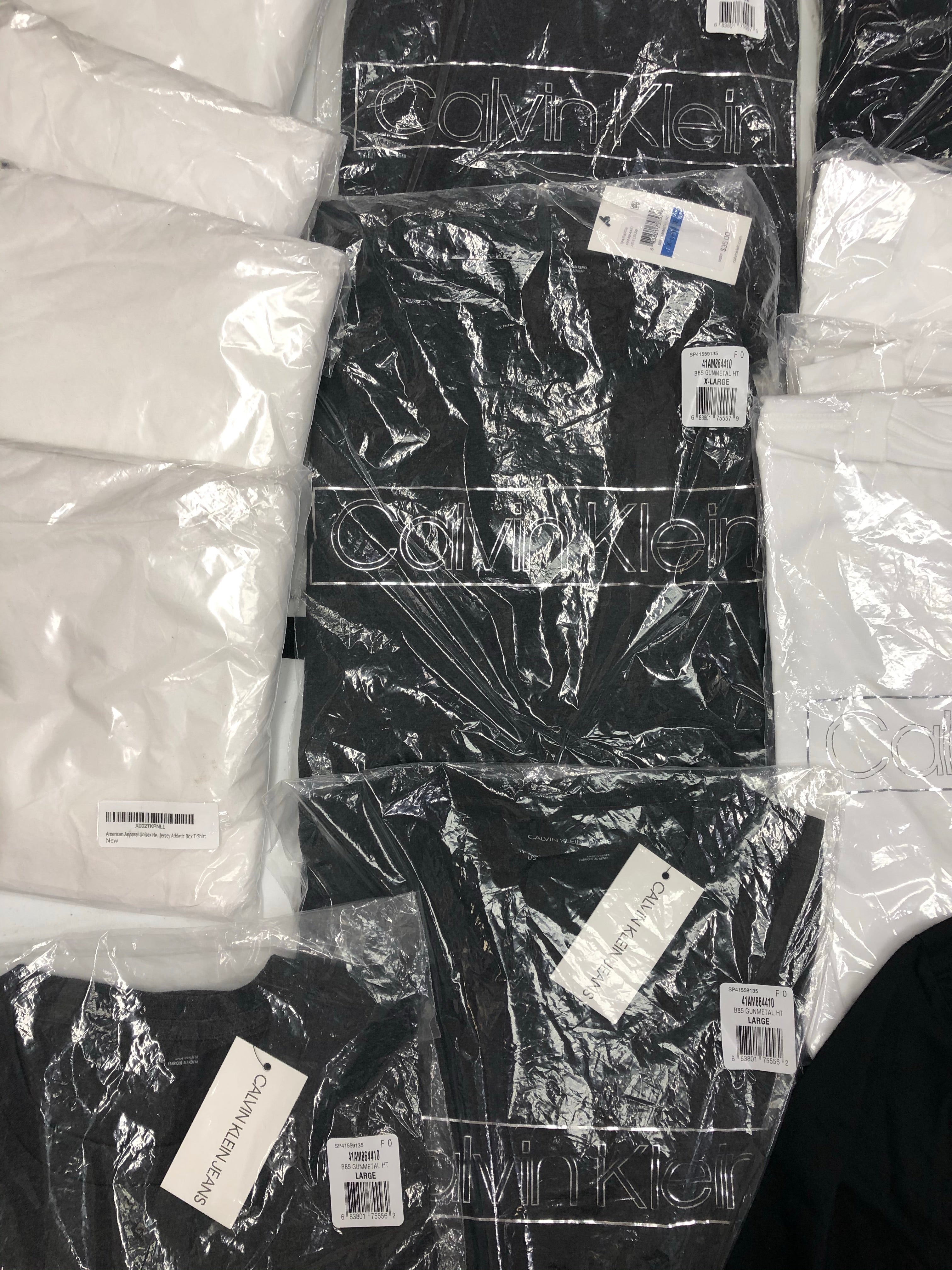 Men's Clothing Tops T-Shirt Wholesale Lot, CALVIN KLEIN, TASSO ELBA, AMERICAN APPAREL, 20 items, New, MSRP $626