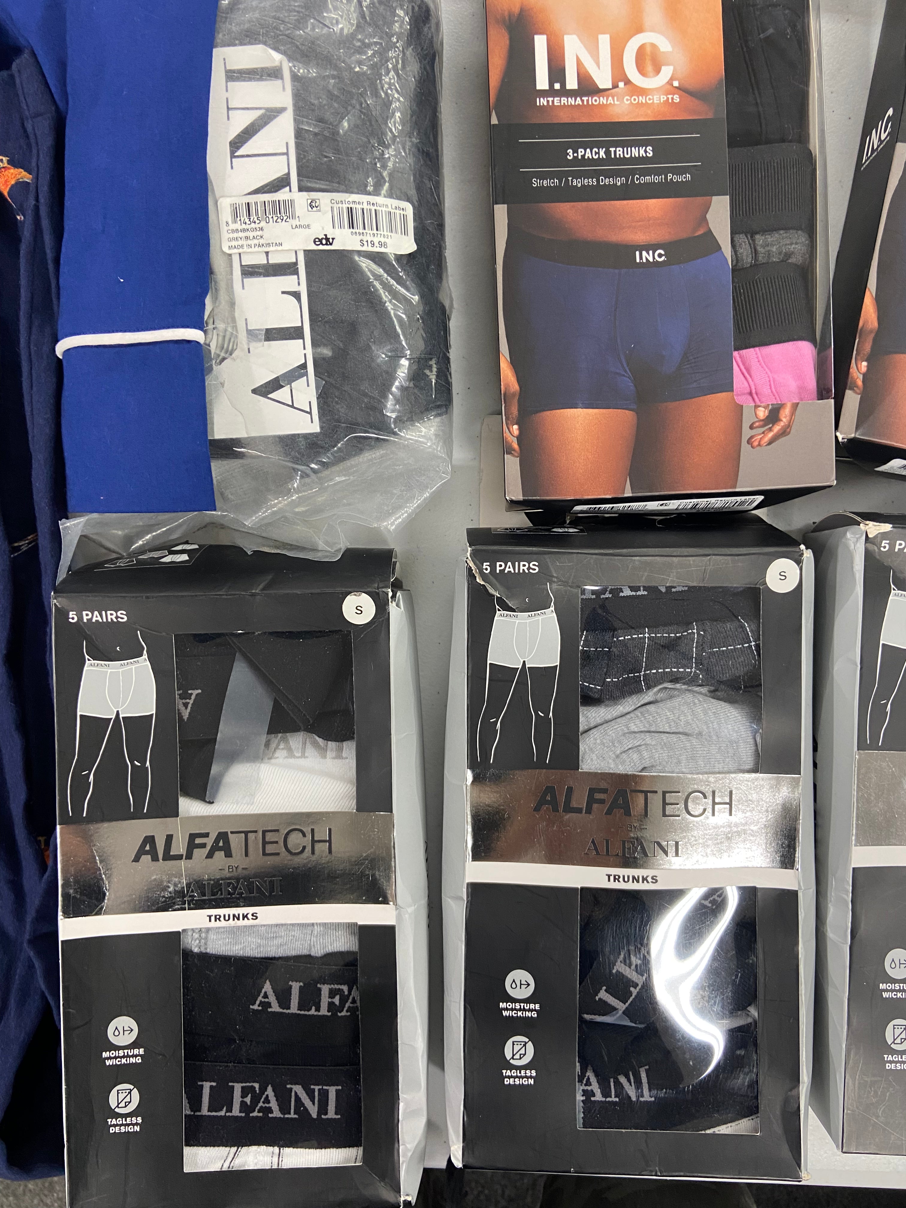 Men's Underwear & Others Wholesale Lot, CLUB ROOM, KENZO PARIS, INC, ALFANI, 14 items, Shelf Pulls, MSRP $624