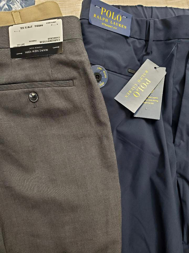 Men's Clothing Bottoms Wholesale Lot, MARC NEW YORK, POLO RALPH LAUREN, AMERICAN APPAREL, INC and more, 12 Items, Shelf Pulls, MSRP $594