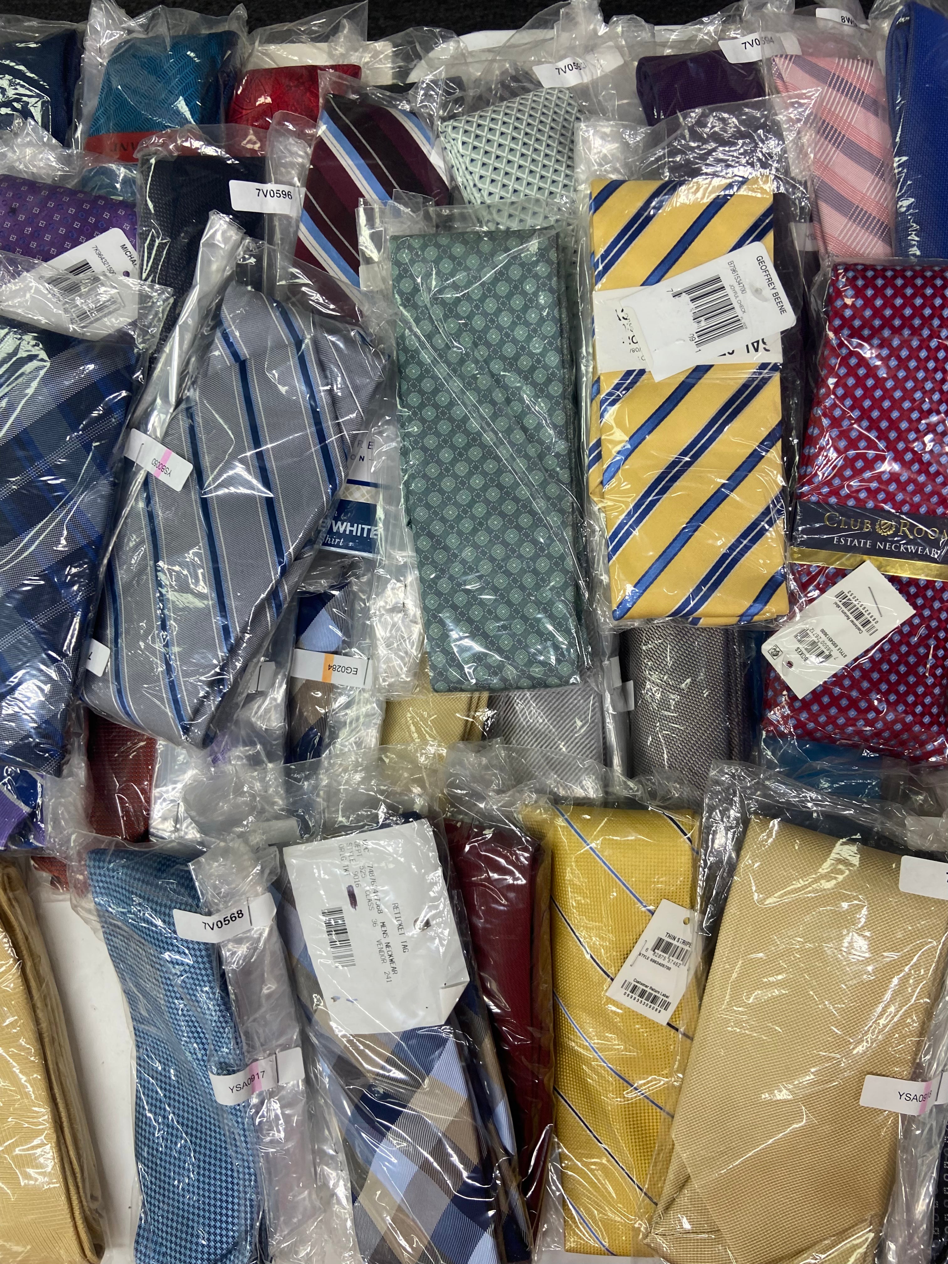 Men's Neckties Wholesale Lot, TOMMY HILFIGER, MICHAEL KORS, KENNETH COLE, CLUB ROOM, CALVIN KLEIN, ALFANI,  and more, 122 items, CUSTOMER RETURNS