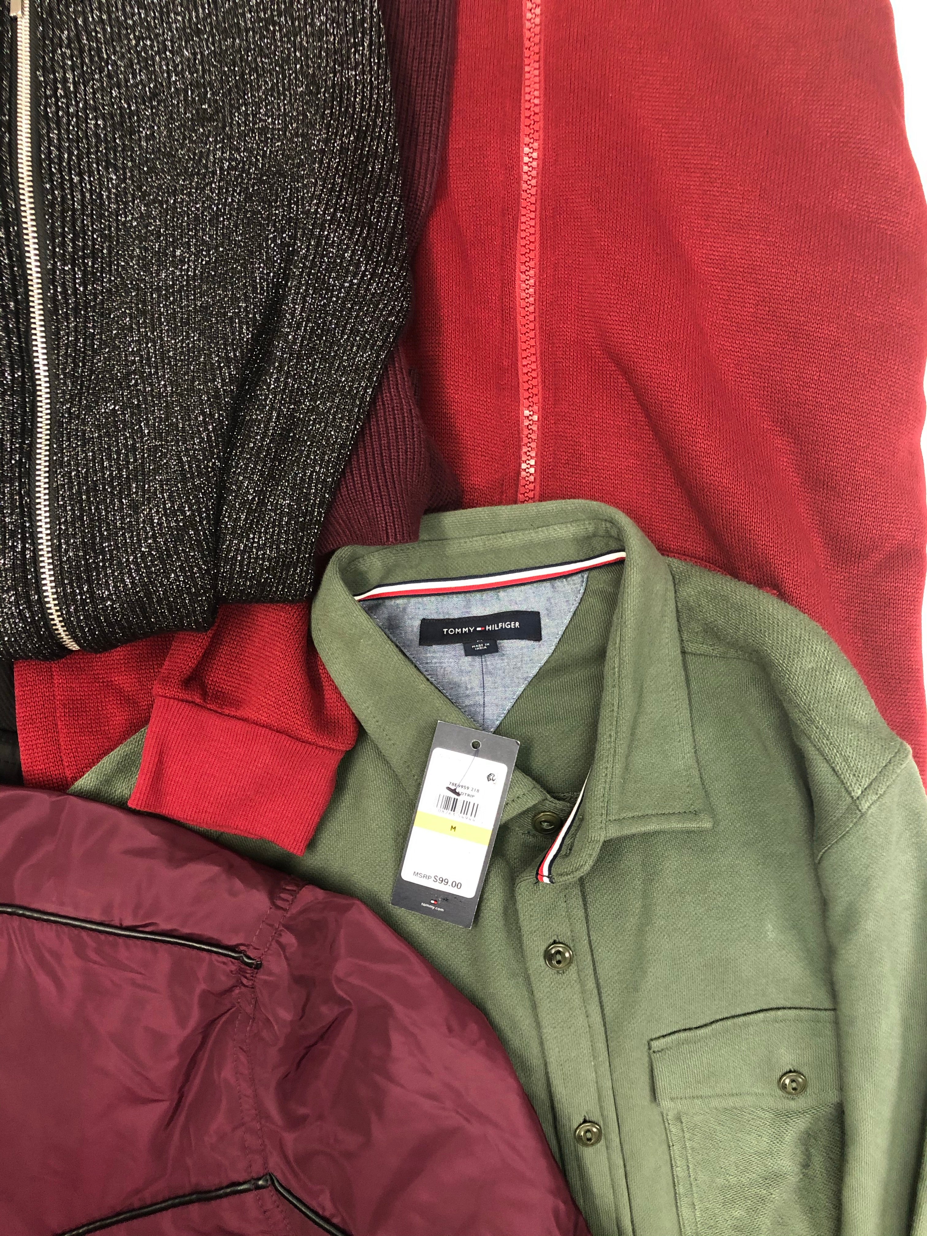 Men's Clothing OUTERWEAR/JACKETS Wholesale Lot, TOMMY HILFIGER, BUFFALO, INC and more, 13 Units, Shelf Pulls, MSRP $1,029.49