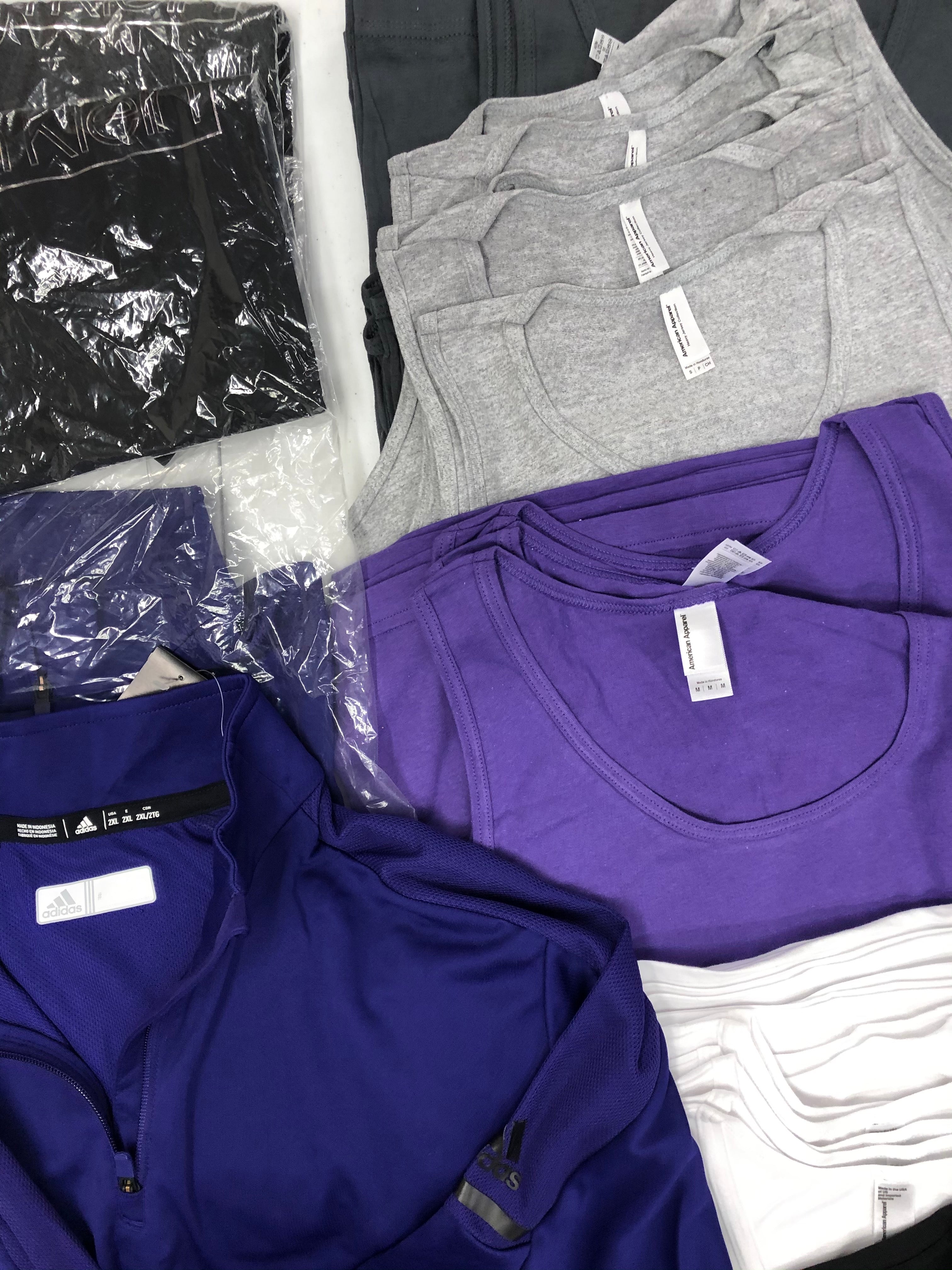 Men's Clothing Tops, Sleeveless & Scarf Wholesale Lot, ADIDAS, CALVIN KLEIN, TASSO ELBA, AMERICAN APPAREL , 30 items, Shelf Pulls, MSRP $830