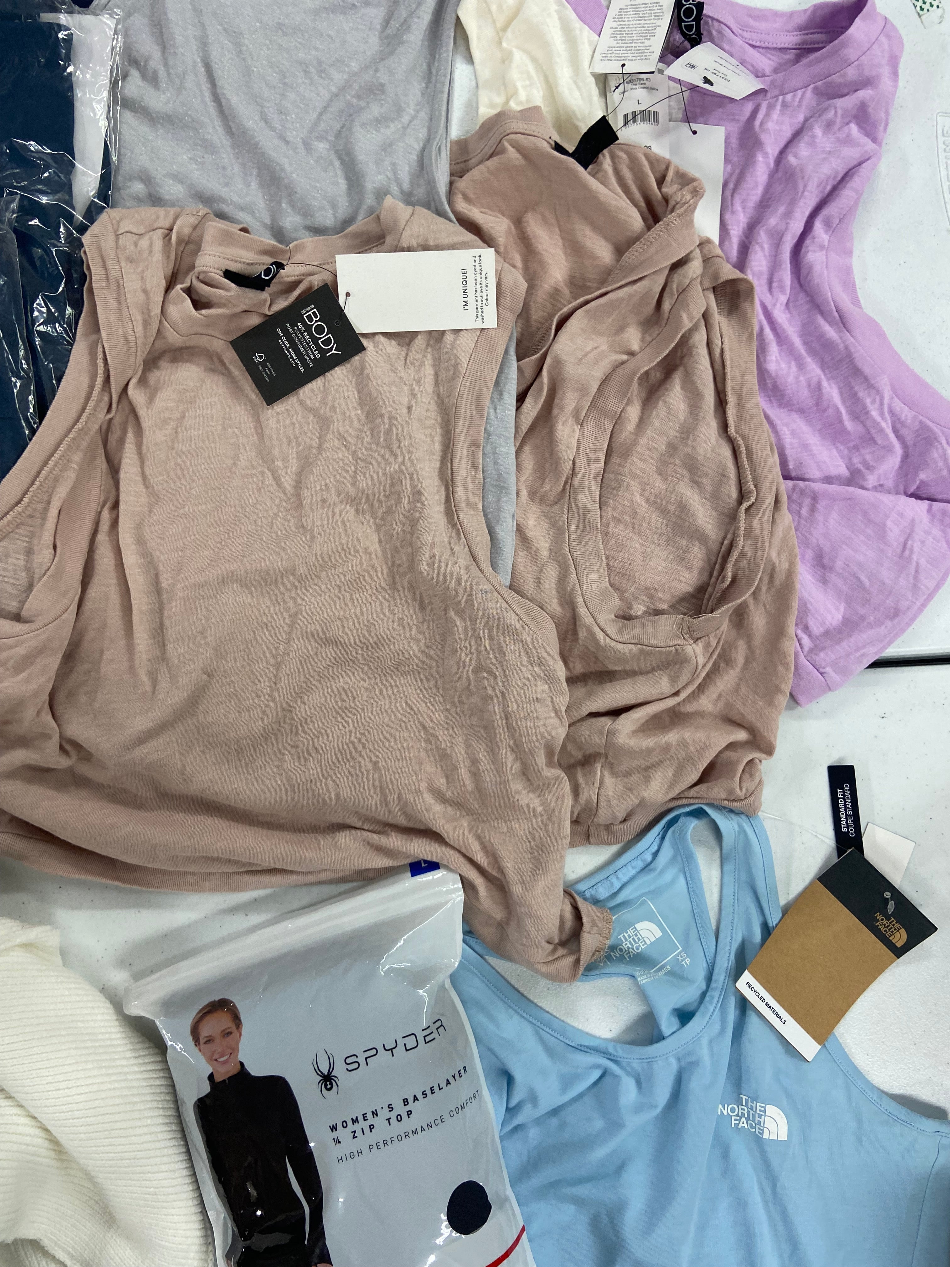 Women's Clothing Tops Wholesale Lot, RALPH LAUREN, THE NORTH FACE, SPYDER, FREE PEOPLE, COTTON ON and more, 13 items, Shelf Pulls, MSRP $598