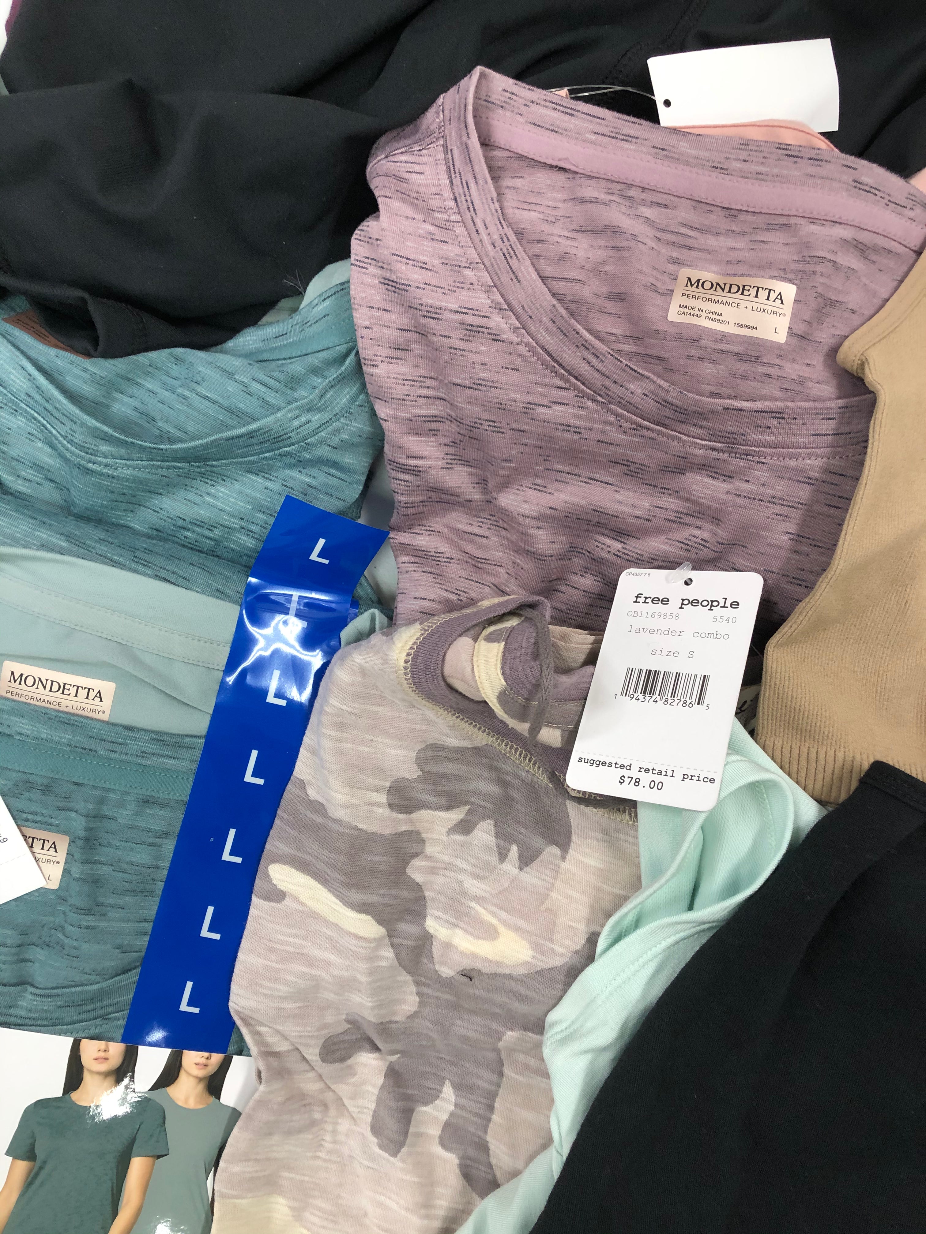Women's Clothing Activewear and others, Wholesale Lot, CALVIN KLEIN, FILA, FREE PEOPLE, SKECHERS, LAZY PANTS, MONDETTA and more, 19 items, Shelf Pulls, MSRP $622