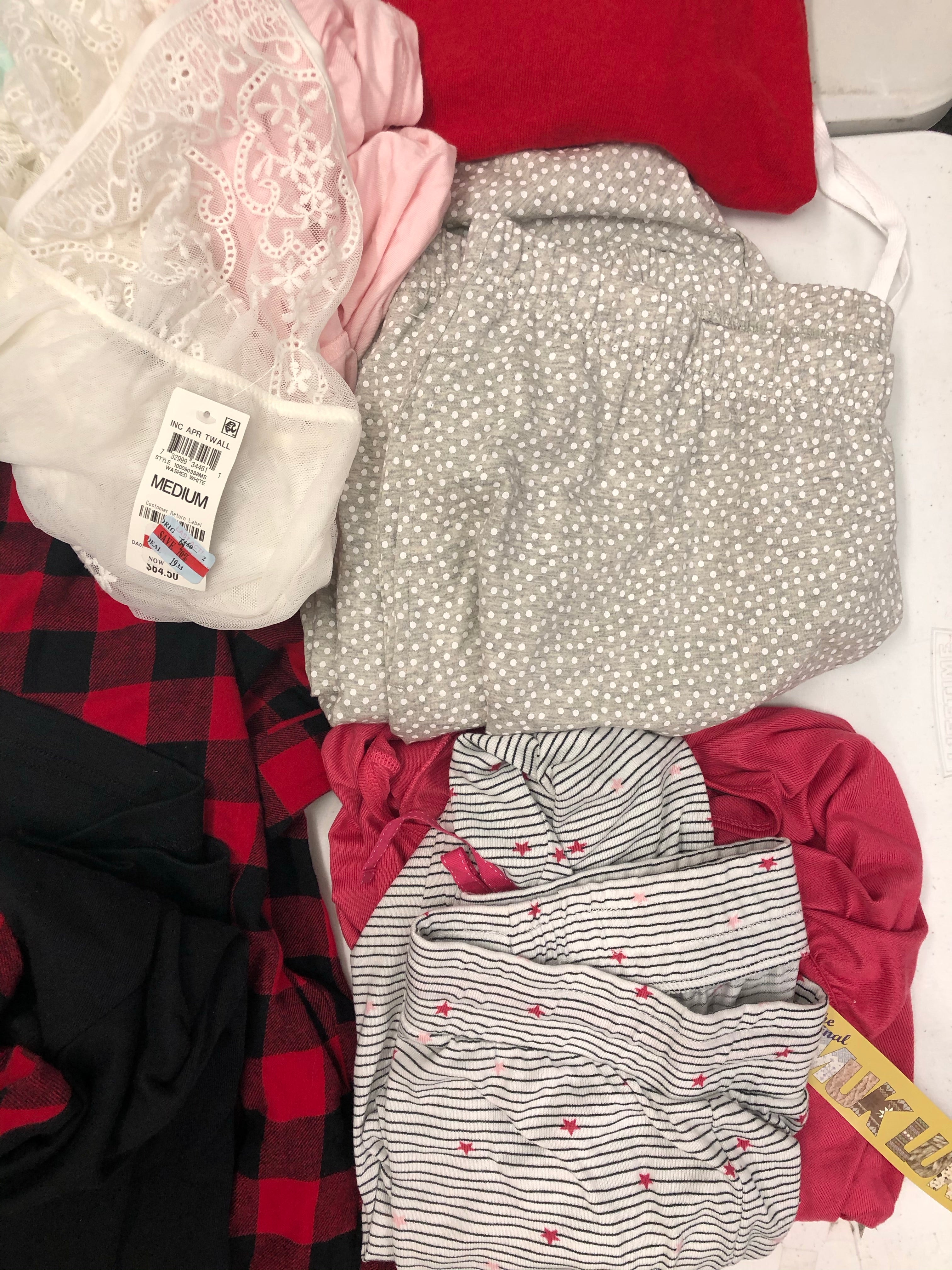 Women's Clothing Pajama Wholesale Lot, Hue, Hanes, Family PJS, Charter Club, Dream Lounge, Muk Luks, and more, 15 Units, Shelf Pulls, MSRP $735.48