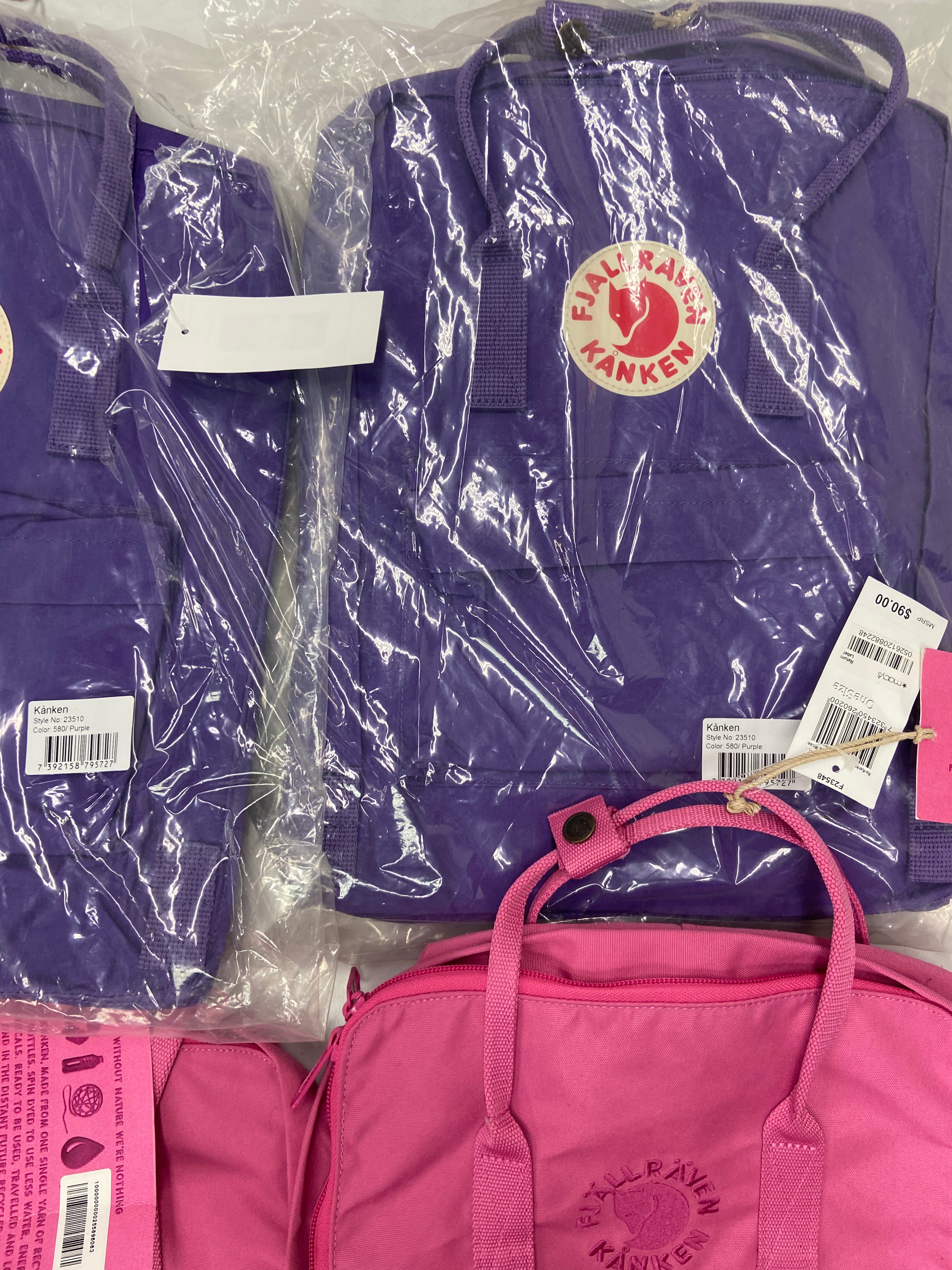 Women's Backpacks Wholesale Lot, FJALLRAVEN, 8 items, New, MSRP $680