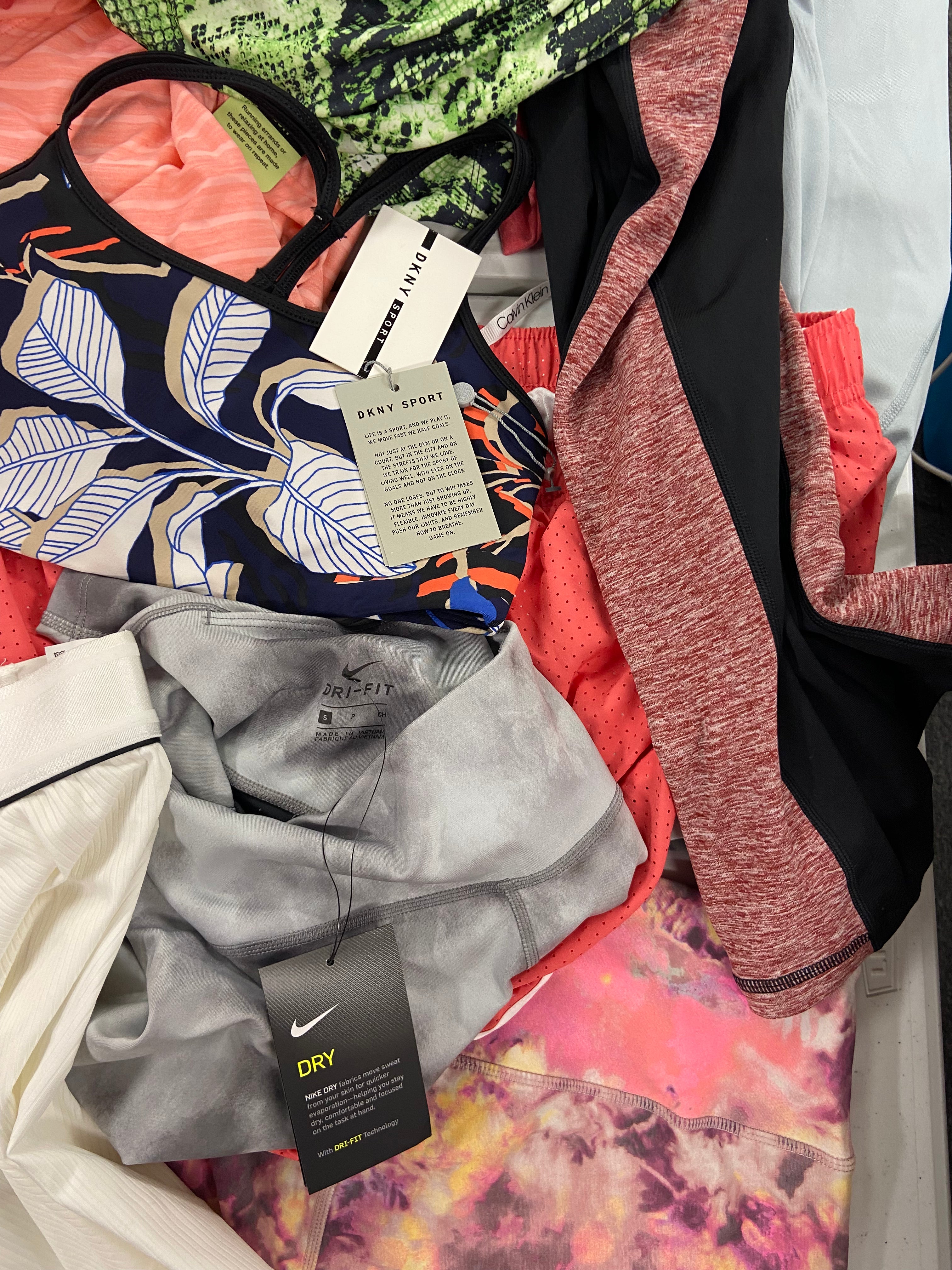 Women's Clothing Activewear Wholesale Lot, THE NORTH FACE, NIKE, ADIDAS, CK PERFORMANCE, DKNY, IDEOLOGY, 28 items, Shelf Pulls, MSRP $862