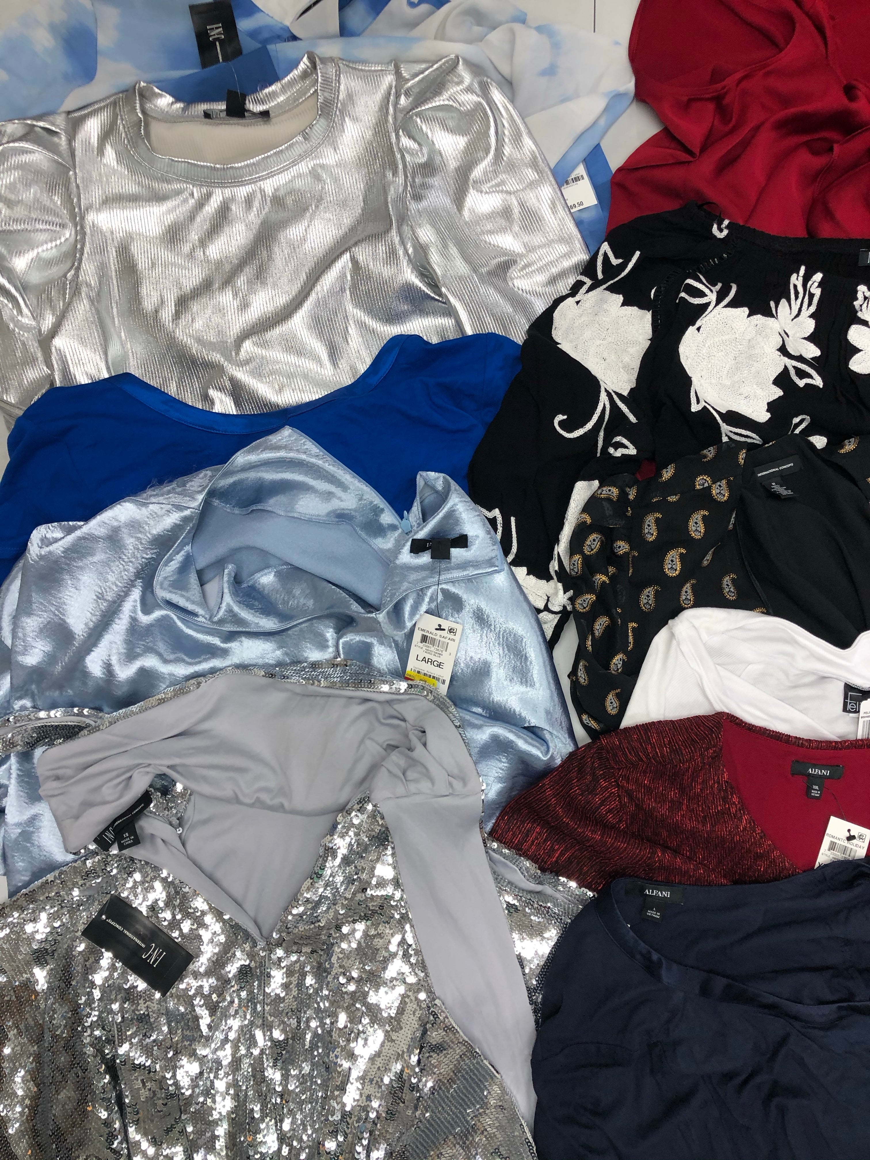 Women's Clothing Top Wholesale Lot, Felina, Alfani, INC, 11 Units, Shelf Pulls, MSRP $727