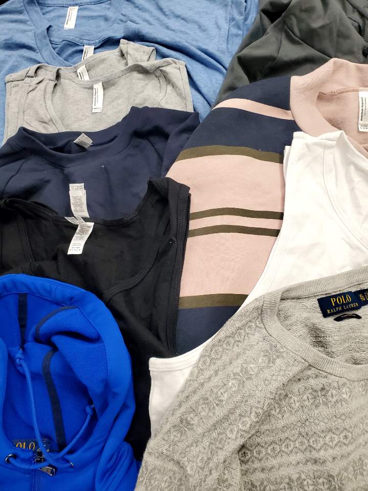 Men's Clothing Tops Wholesale Lot, ALTEA, POLO RALPH LAUREN, AMERICAN APPAREL, 18 Items, Shelf Pulls, MSRP $891
