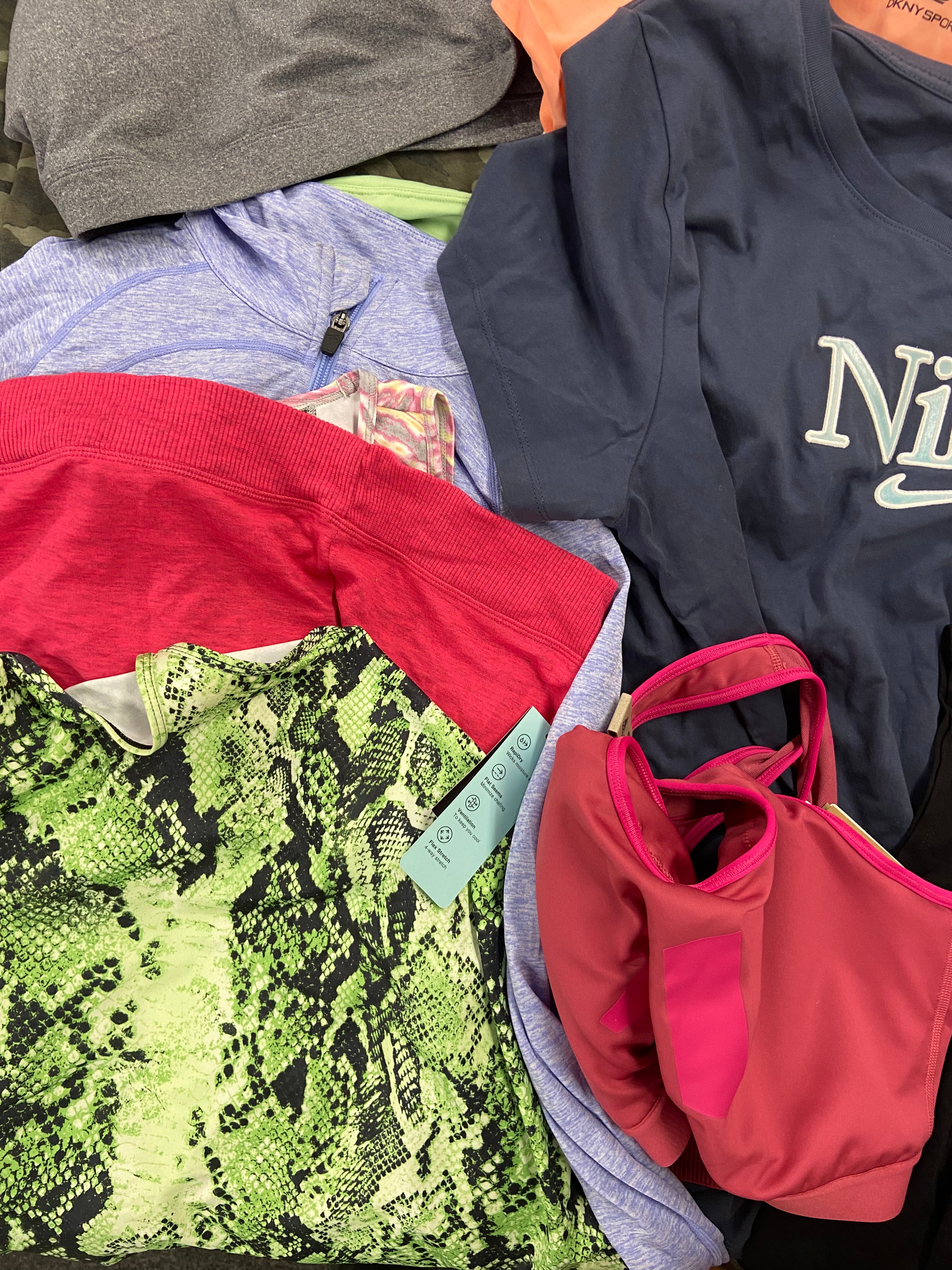 Women's Clothing Activewear & Others Wholesale Lot, ADIDAS, ALFANI, AMERICAN APPAREL, DKNY, CALVIN KLEIN  and more, 32 items, Shelf Pulls, MSRP $904