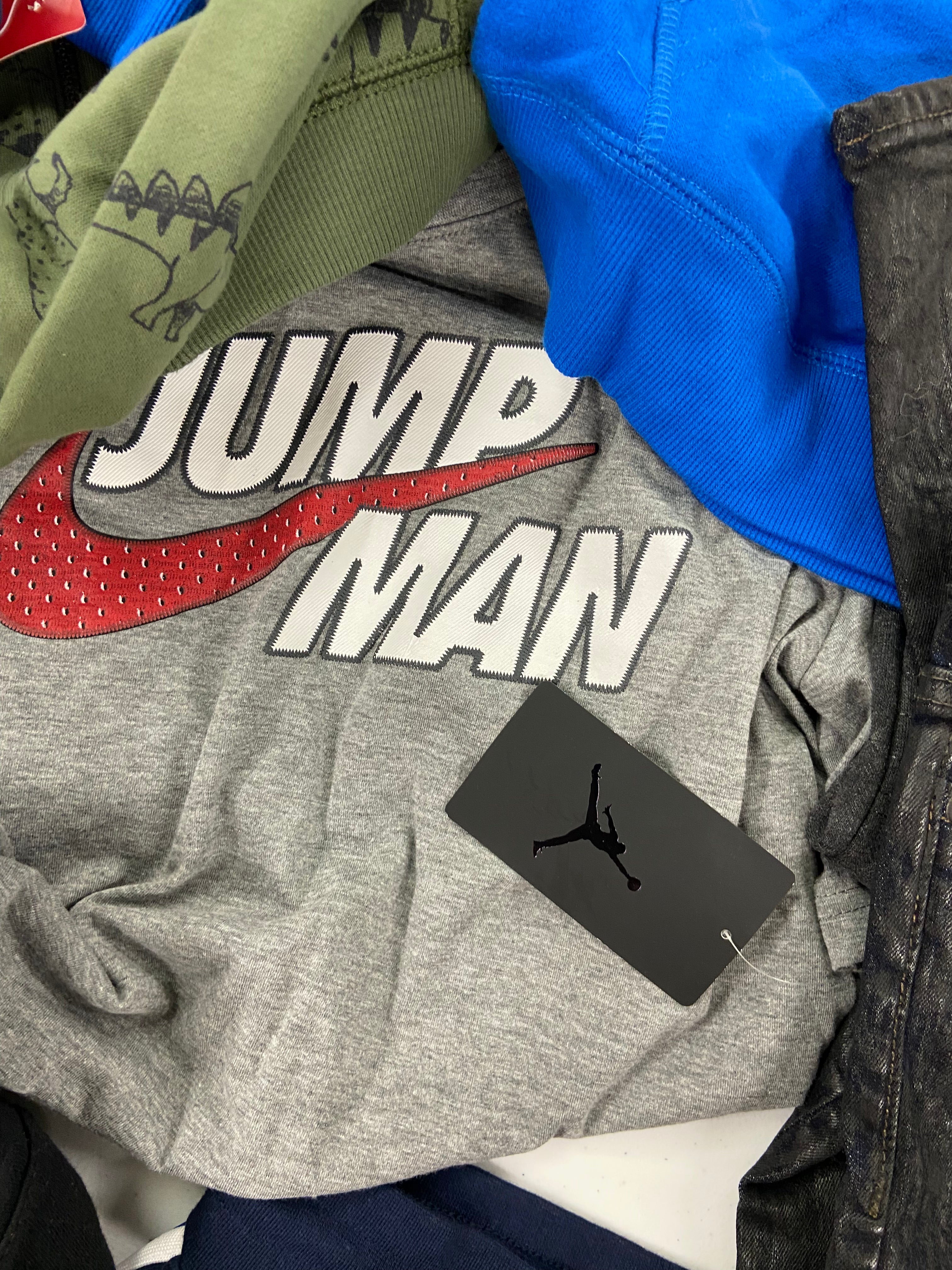 Kid & Baby's Clothing Assorted Wholesale Lot, COLUMBIA, TIMBERLAND, JORDAN, CHAMPION, NIKE,  LEVI'S, CARTER'S and more, 16 items, Shelf Pulls, MSRP $659